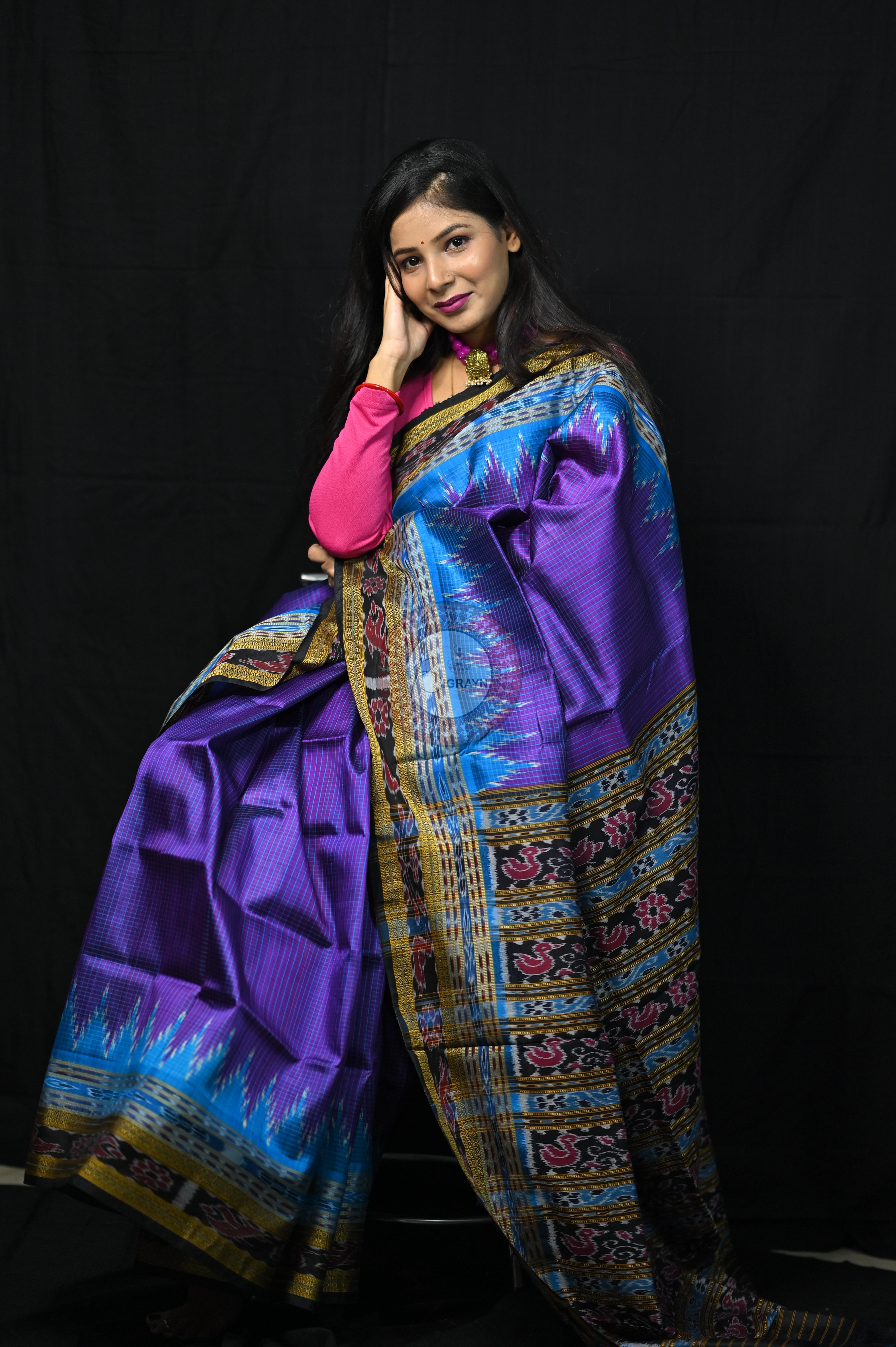 Purple Khandua Sachipar Silk Saree