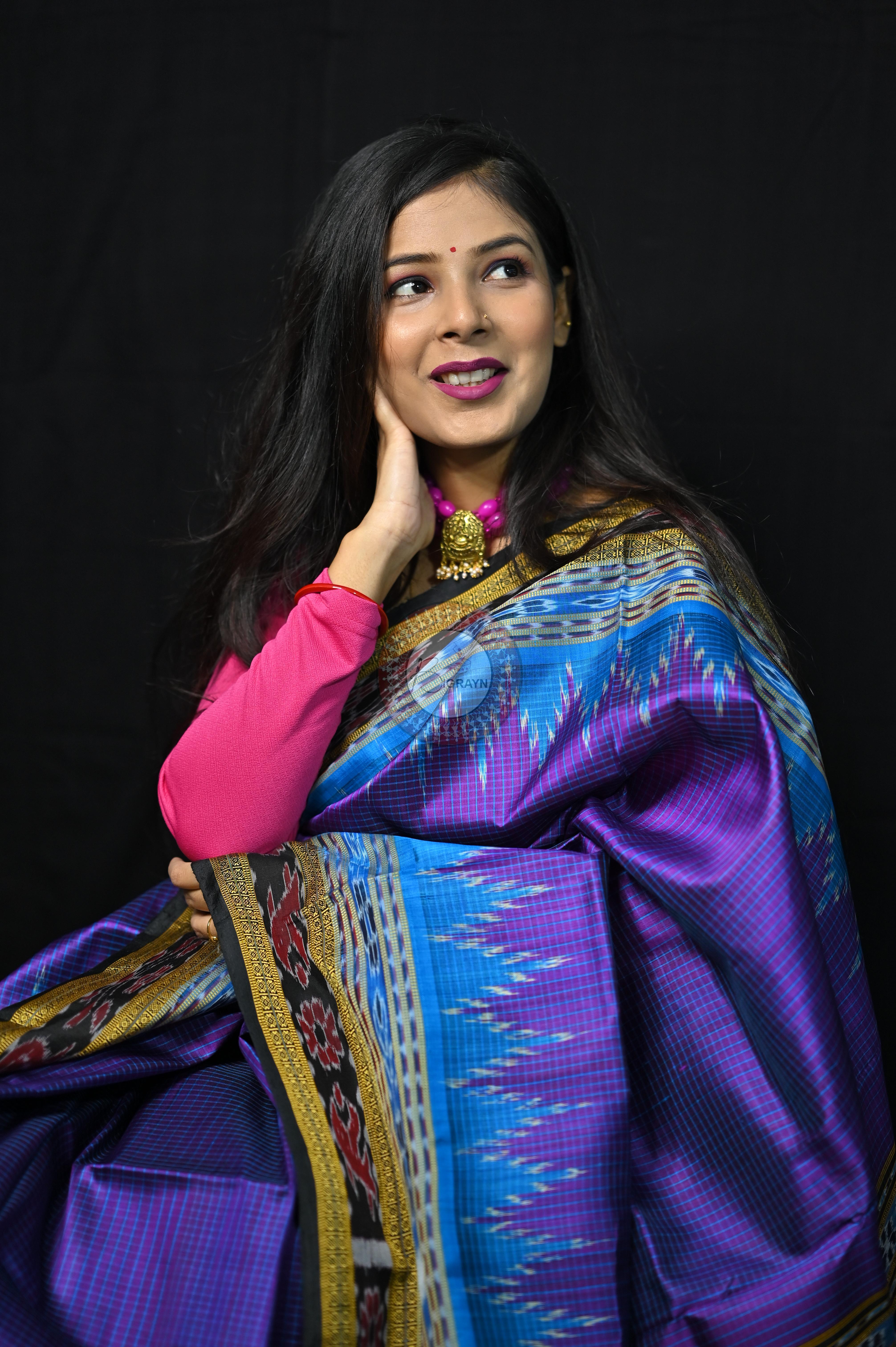 Purple Khandua Sachipar Silk Saree