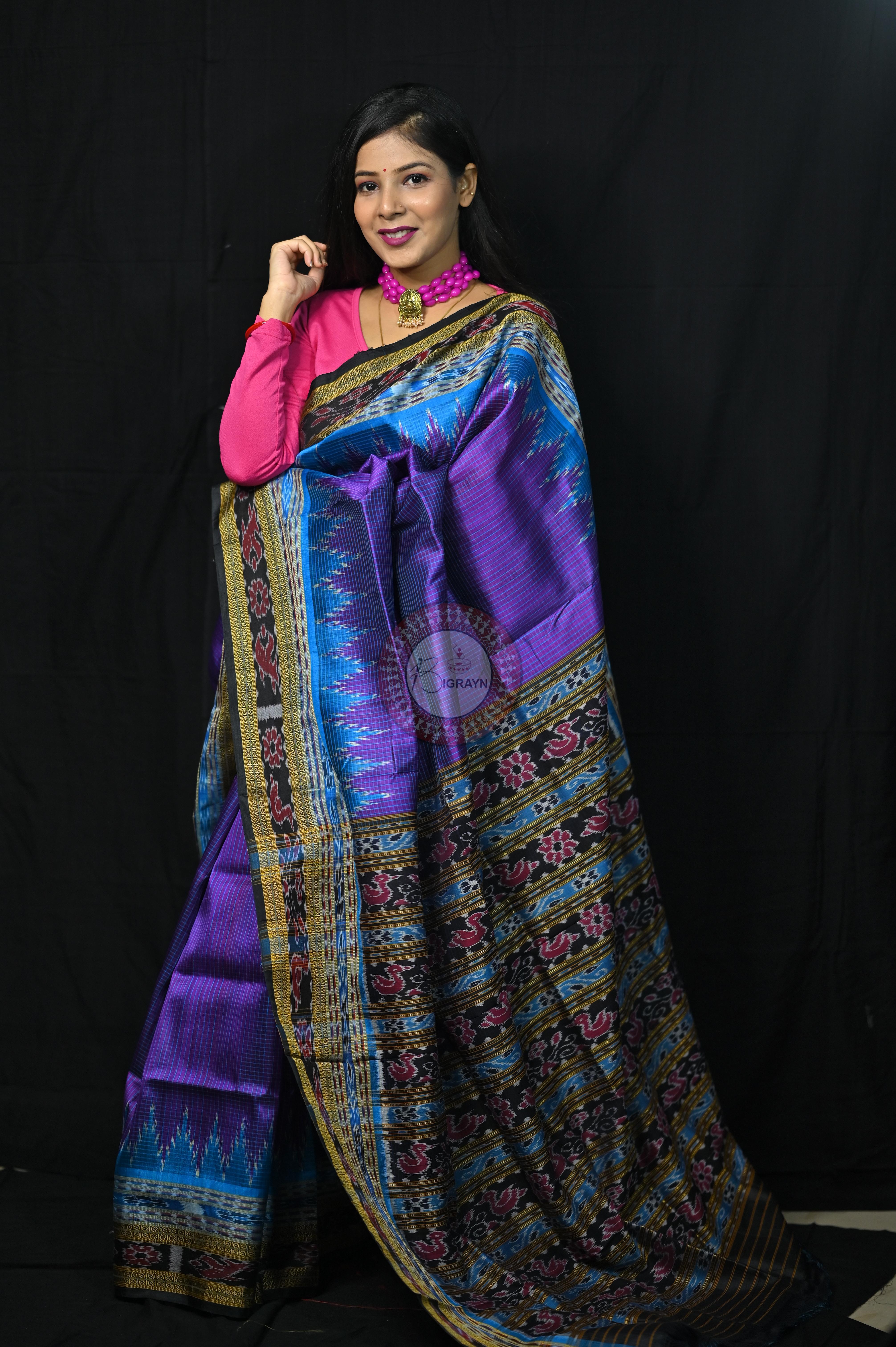Purple Khandua Sachipar Silk Saree