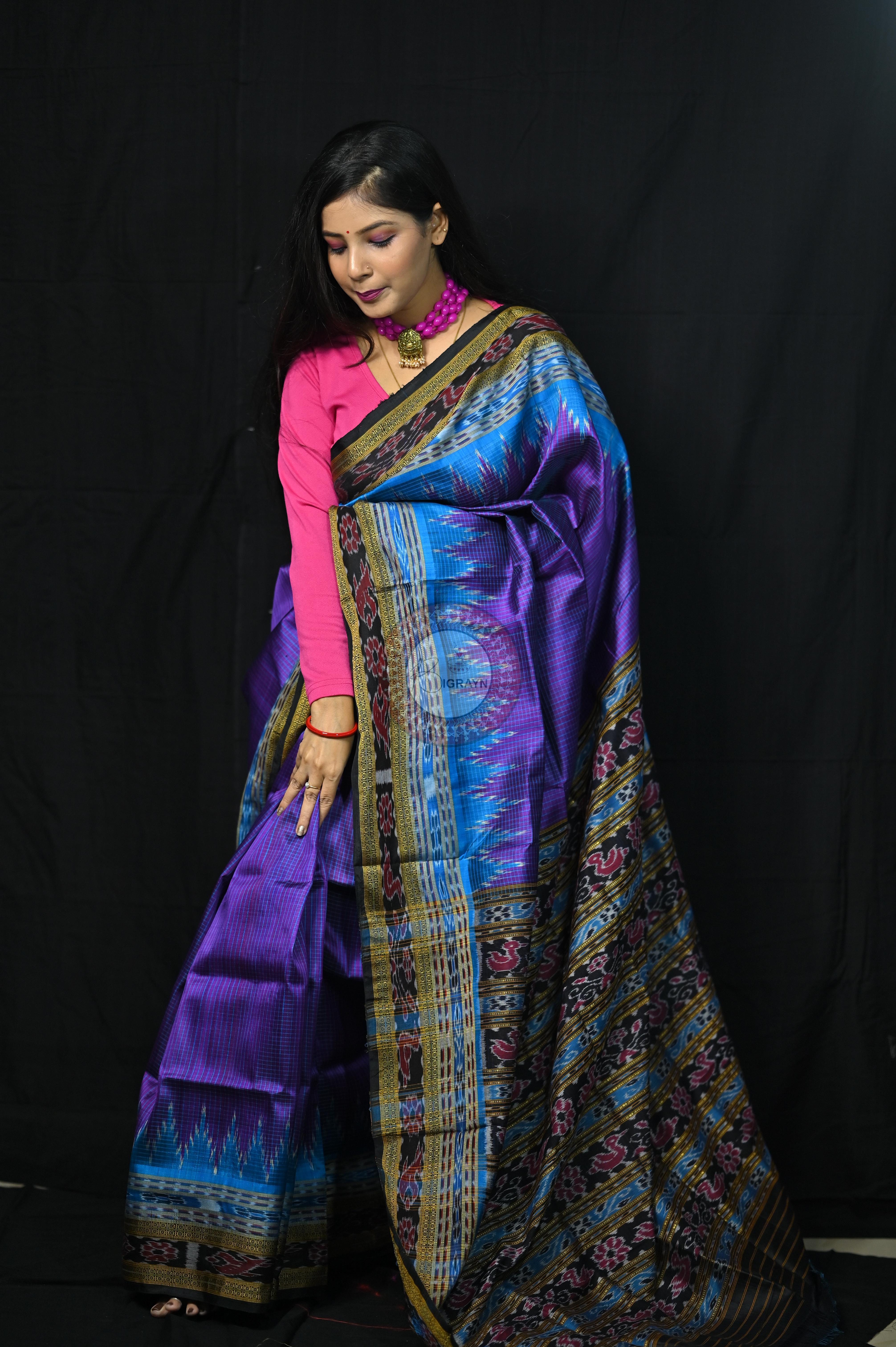 Purple Khandua Sachipar Silk Saree