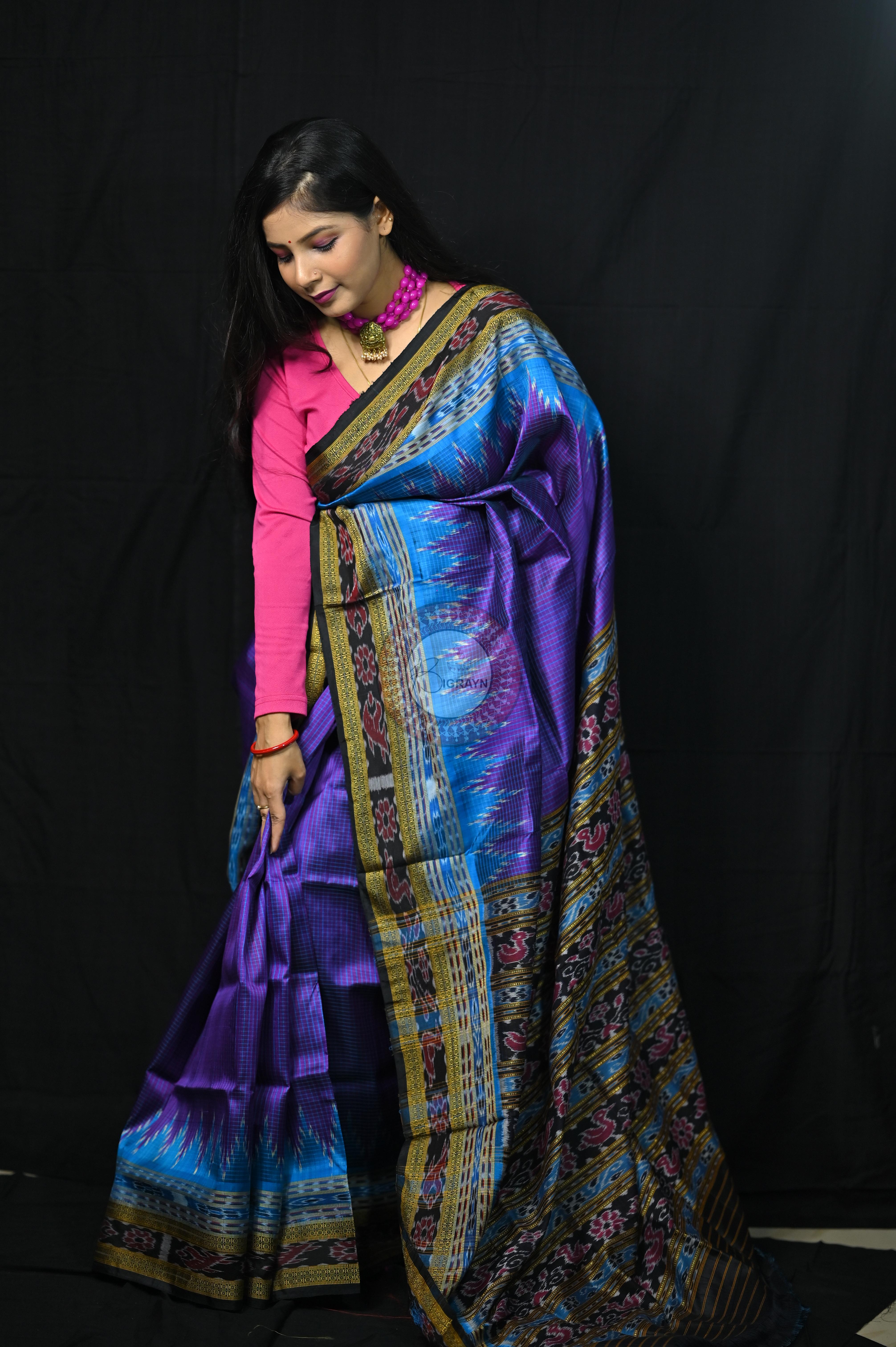 Purple Khandua Sachipar Silk Saree