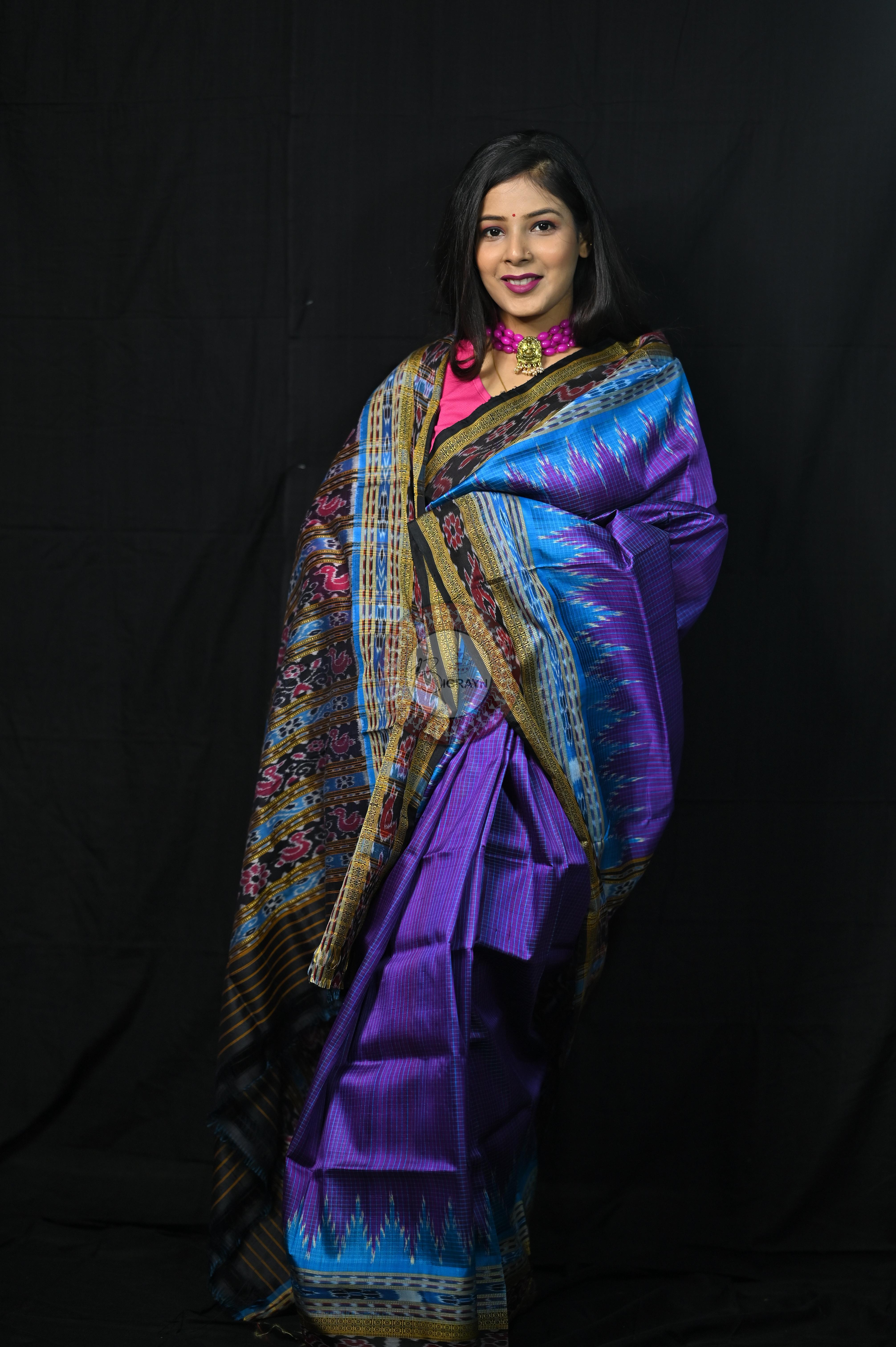 Purple Khandua Sachipar Silk Saree