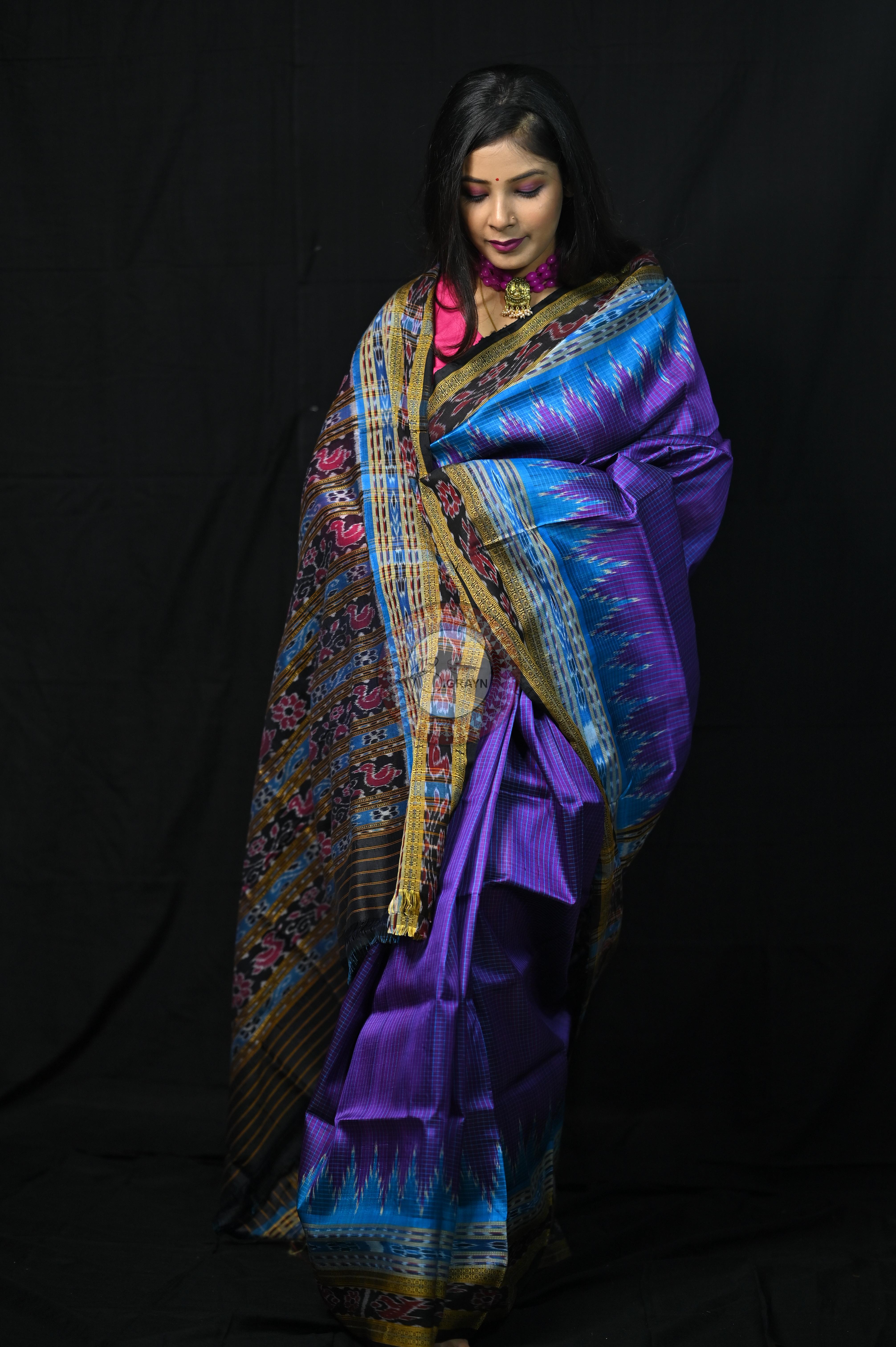 Purple Khandua Sachipar Silk Saree