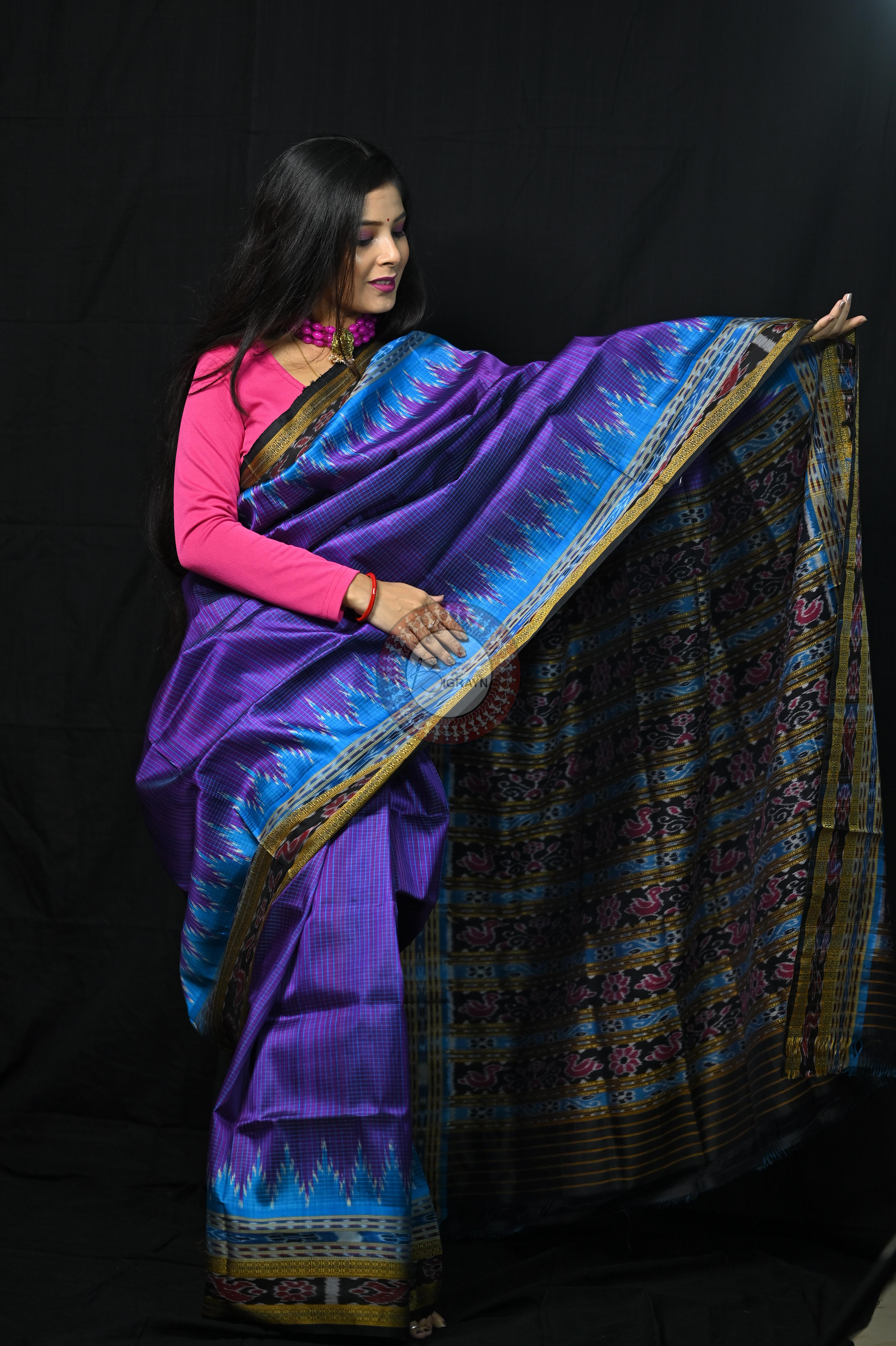 Purple Khandua Sachipar Silk Saree