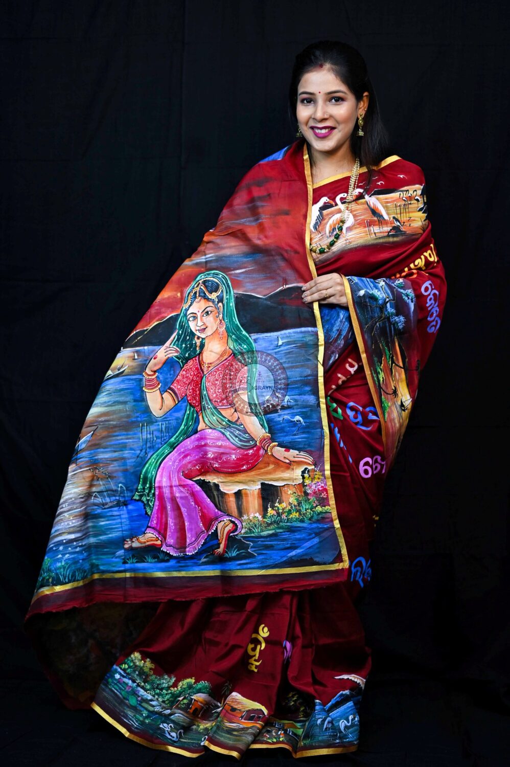 KaliJai Theme Pattachitra Silk Saree