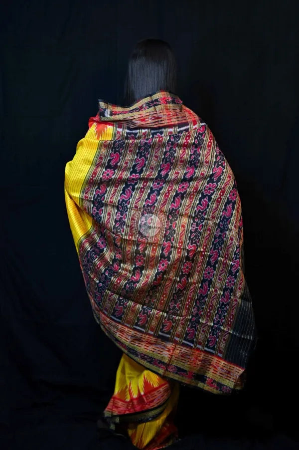 Yellow lines Khandua Sachipar Silk