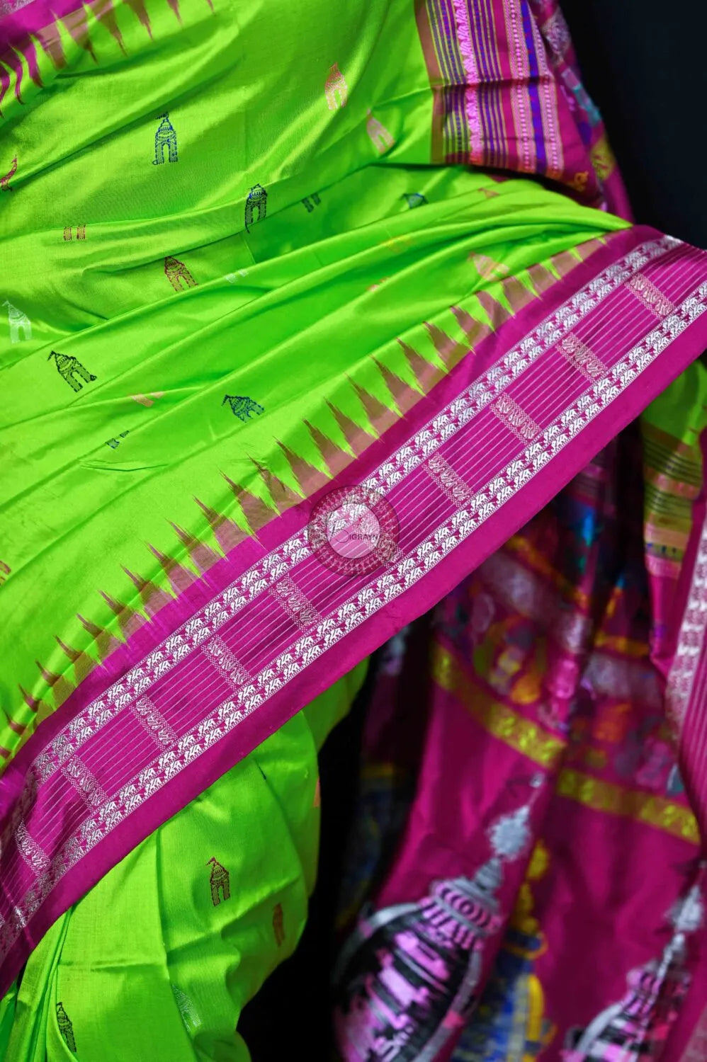 Neon Magenta Sri Mandir Sambalpuri Silk Saree