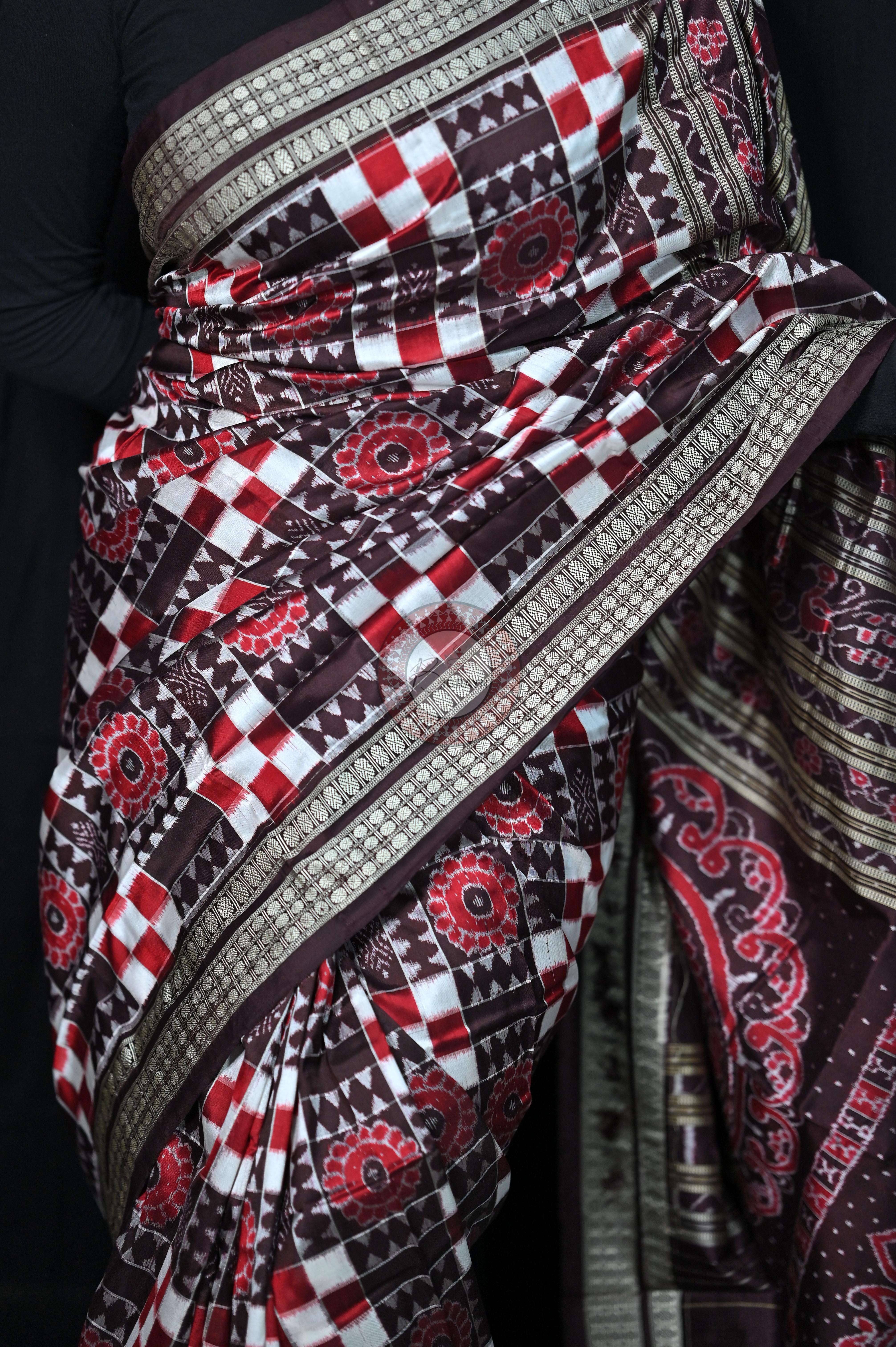 Coffee Utkalaxmi Sambalpuri Silk Saree