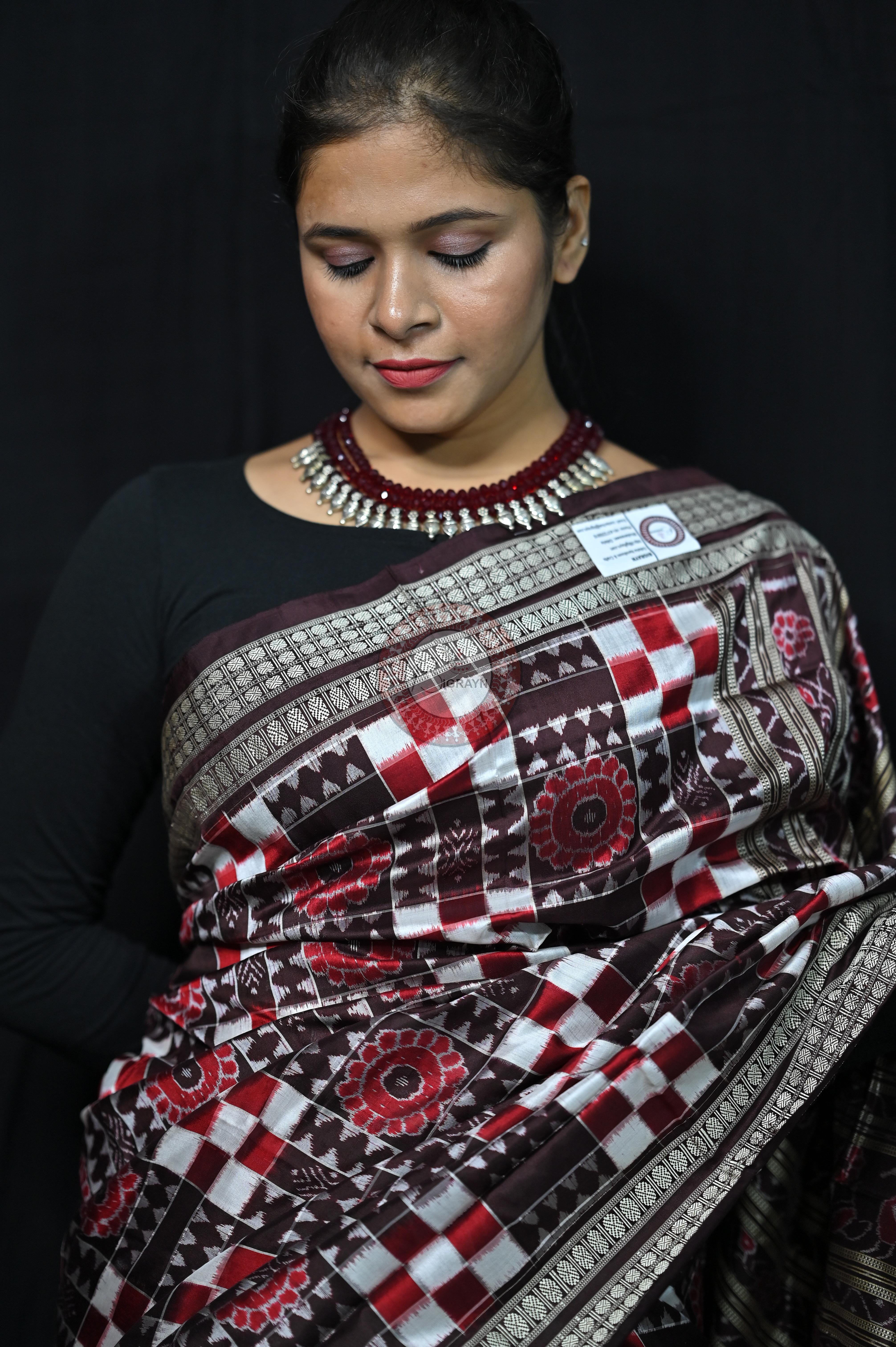 Coffee Utkalaxmi Sambalpuri Silk Saree