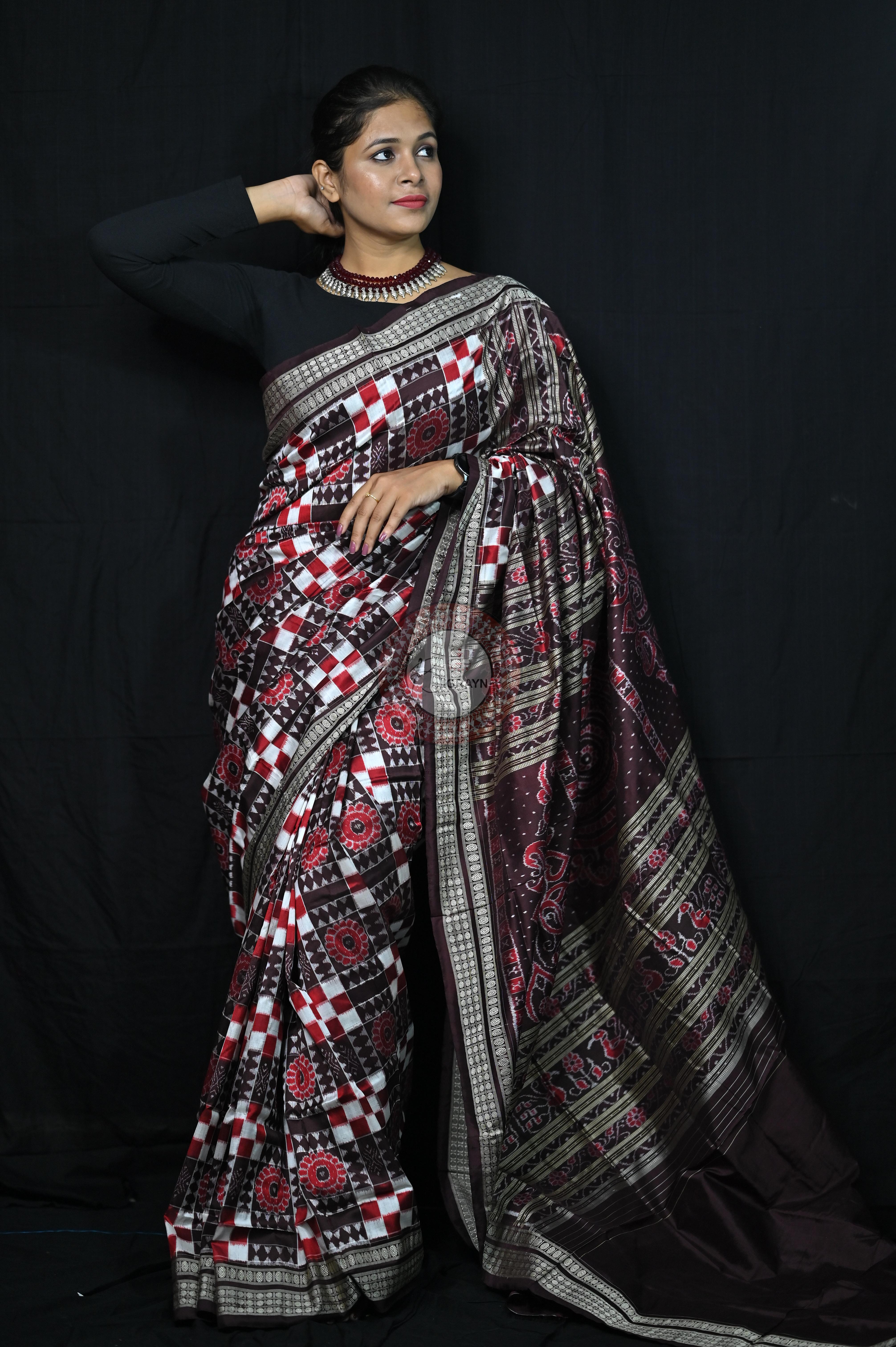 Coffee Utkalaxmi Sambalpuri Silk Saree