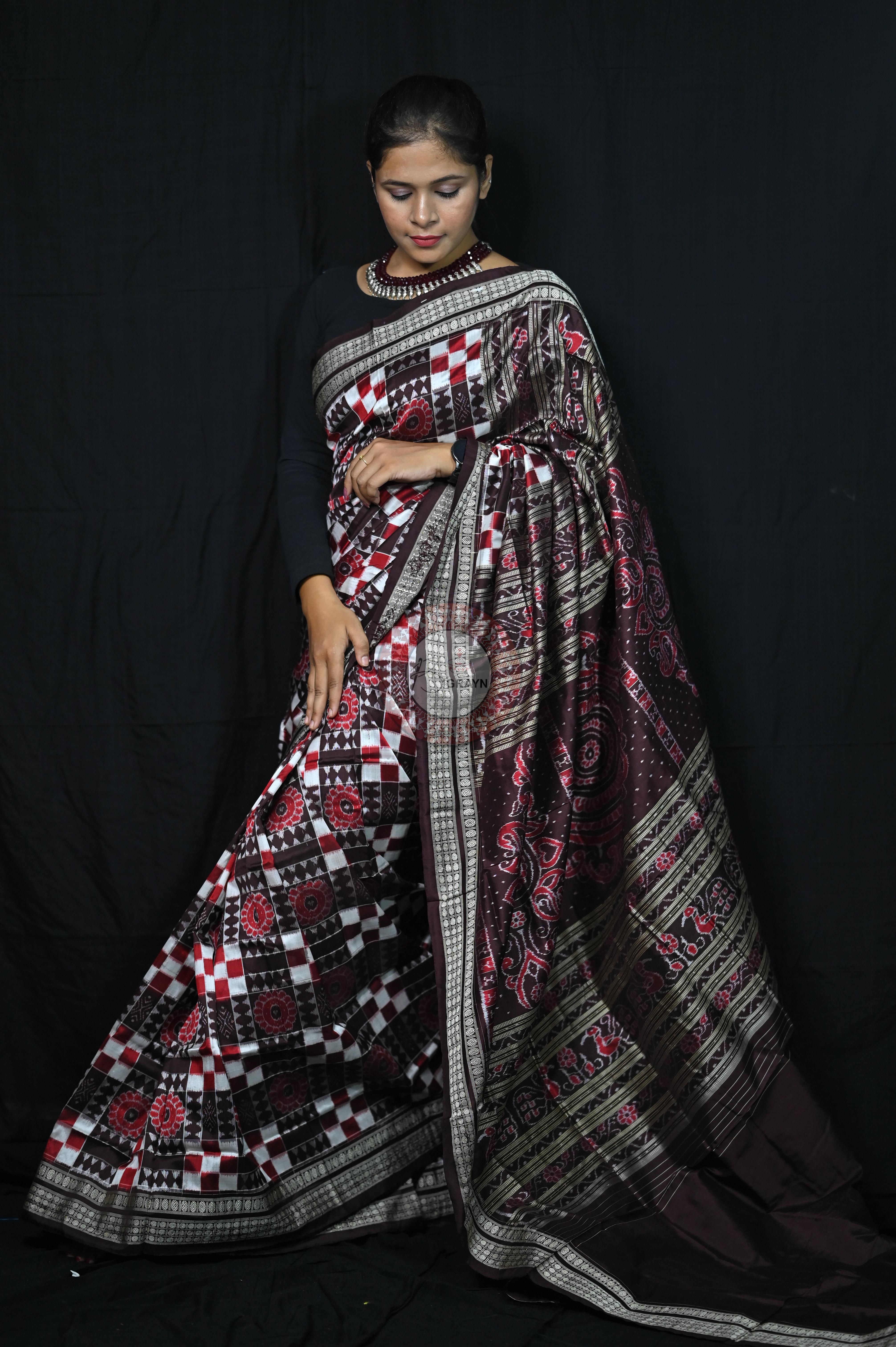 Coffee Utkalaxmi Sambalpuri Silk Saree
