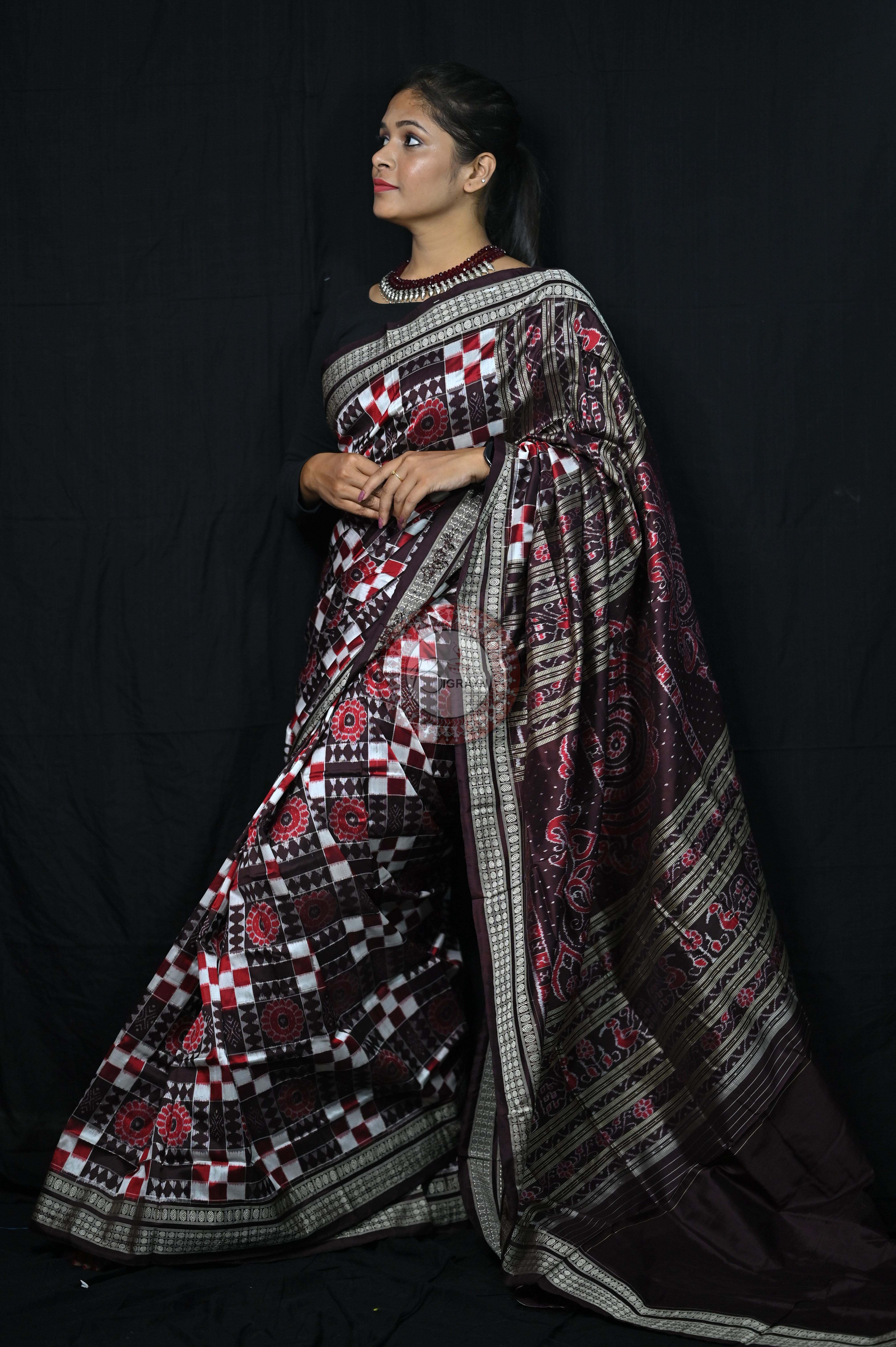 Coffee Utkalaxmi Sambalpuri Silk Saree