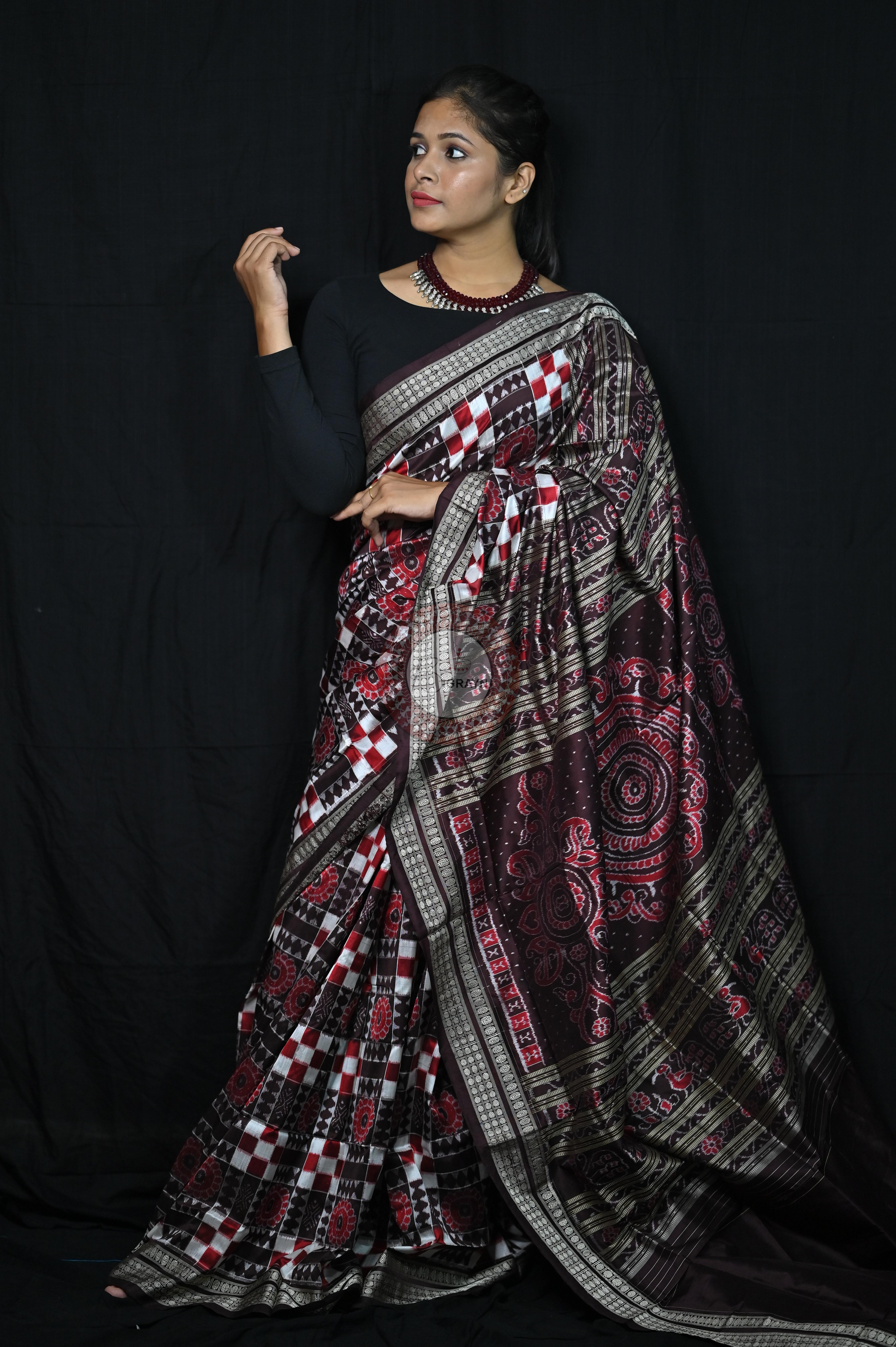 Coffee Utkalaxmi Sambalpuri Silk Saree