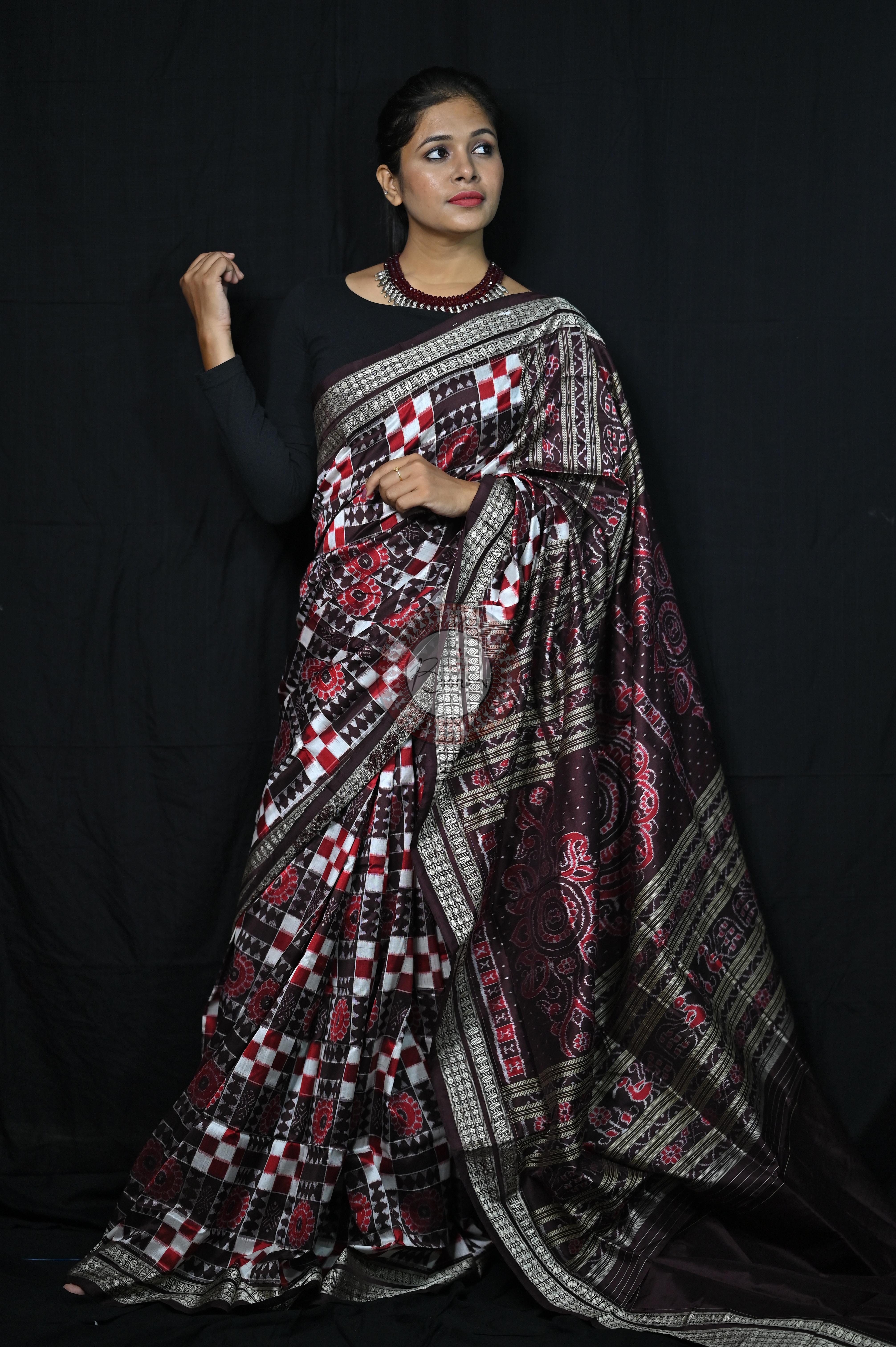 Coffee Utkalaxmi Sambalpuri Silk Saree