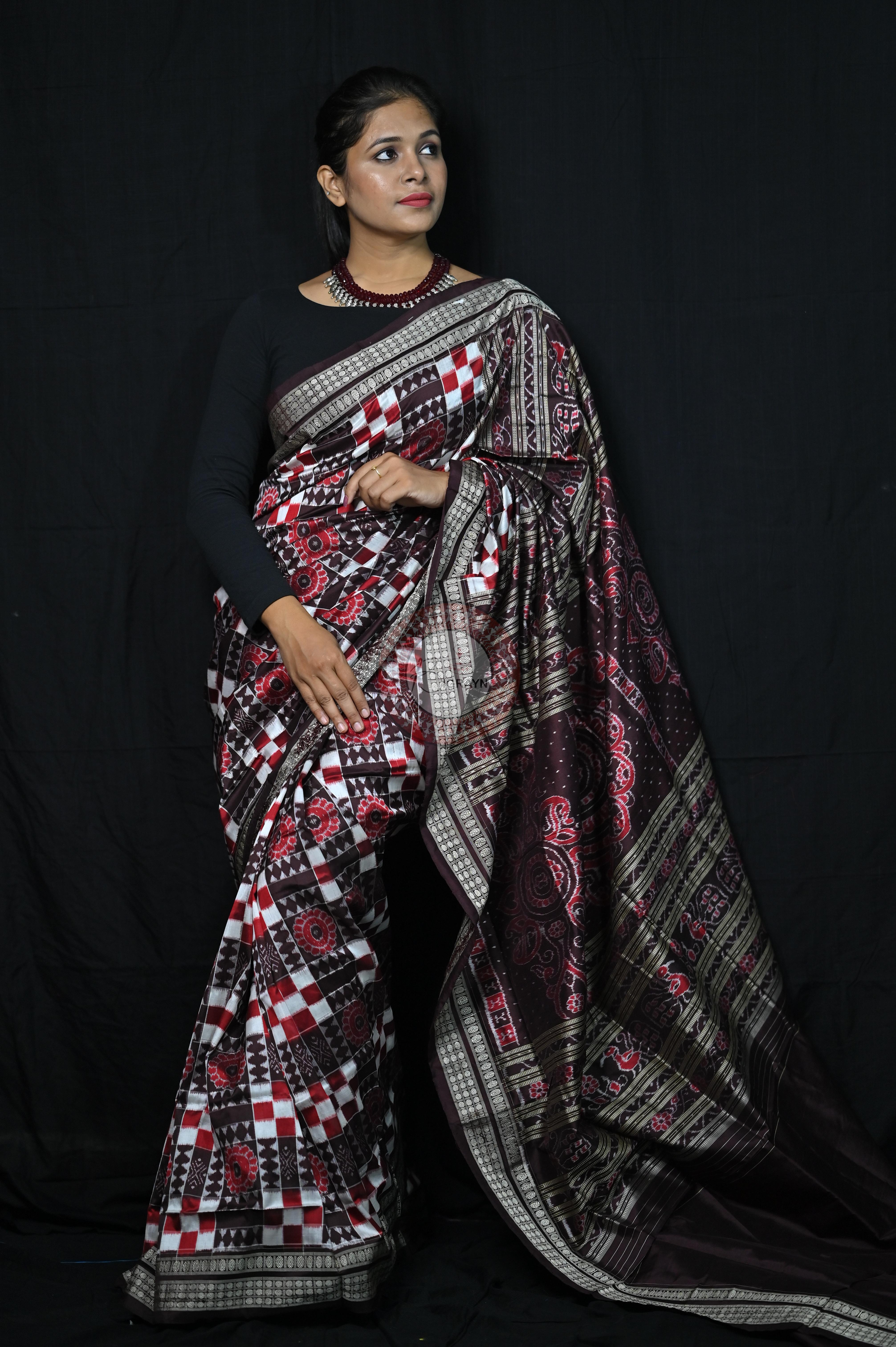 Coffee Utkalaxmi Sambalpuri Silk Saree