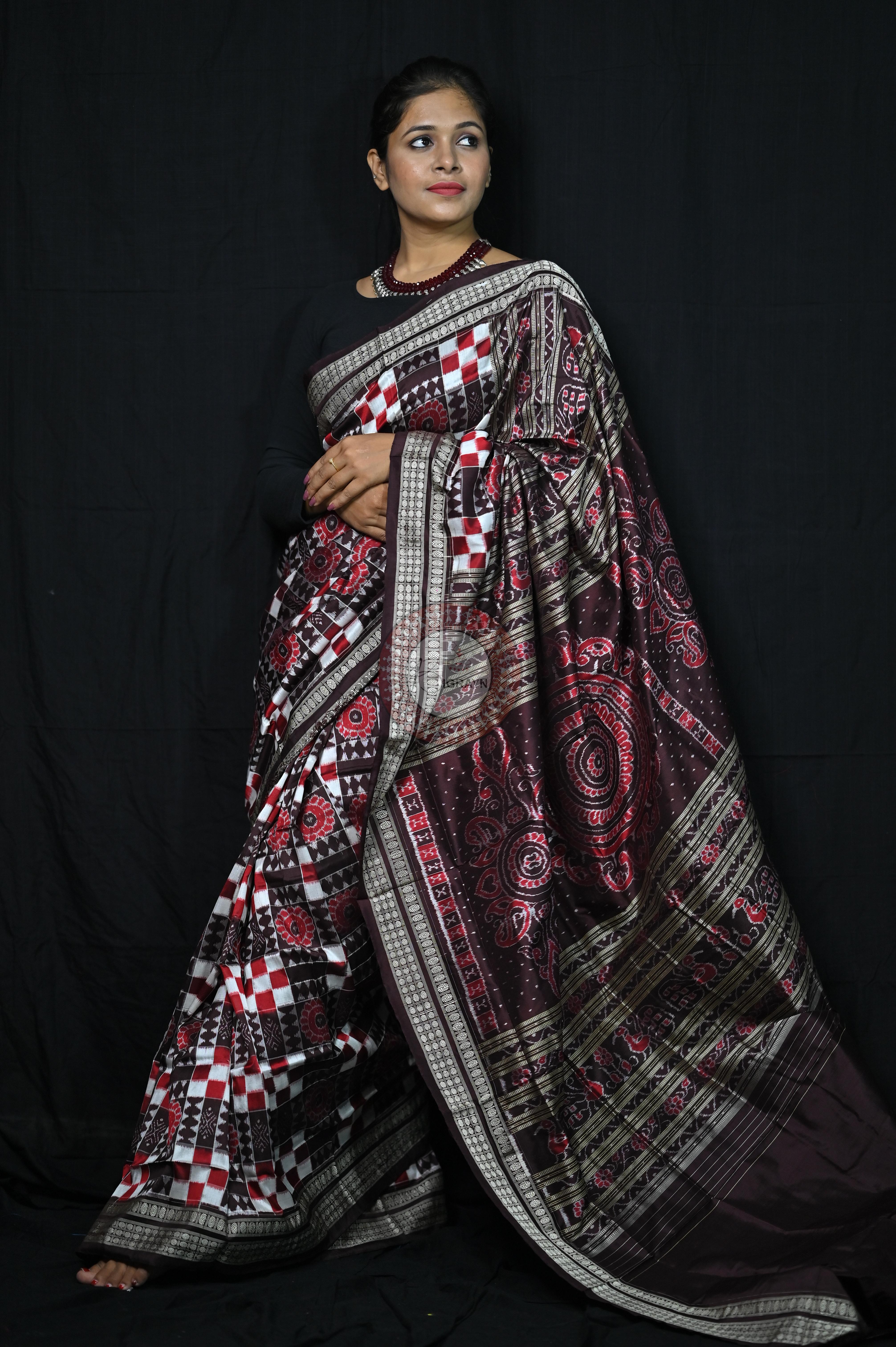 Coffee Utkalaxmi Sambalpuri Silk Saree