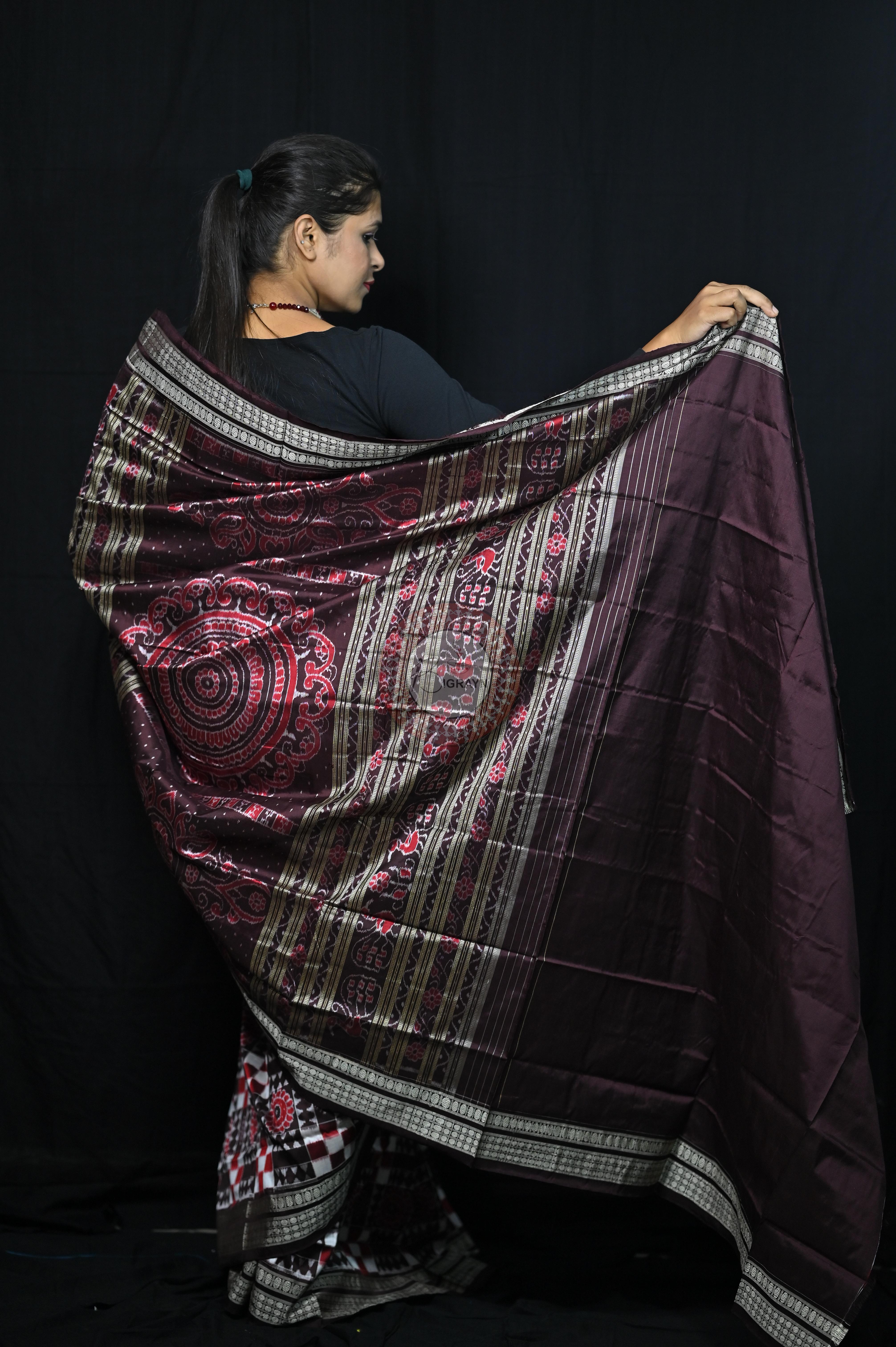 Coffee Utkalaxmi Sambalpuri Silk Saree