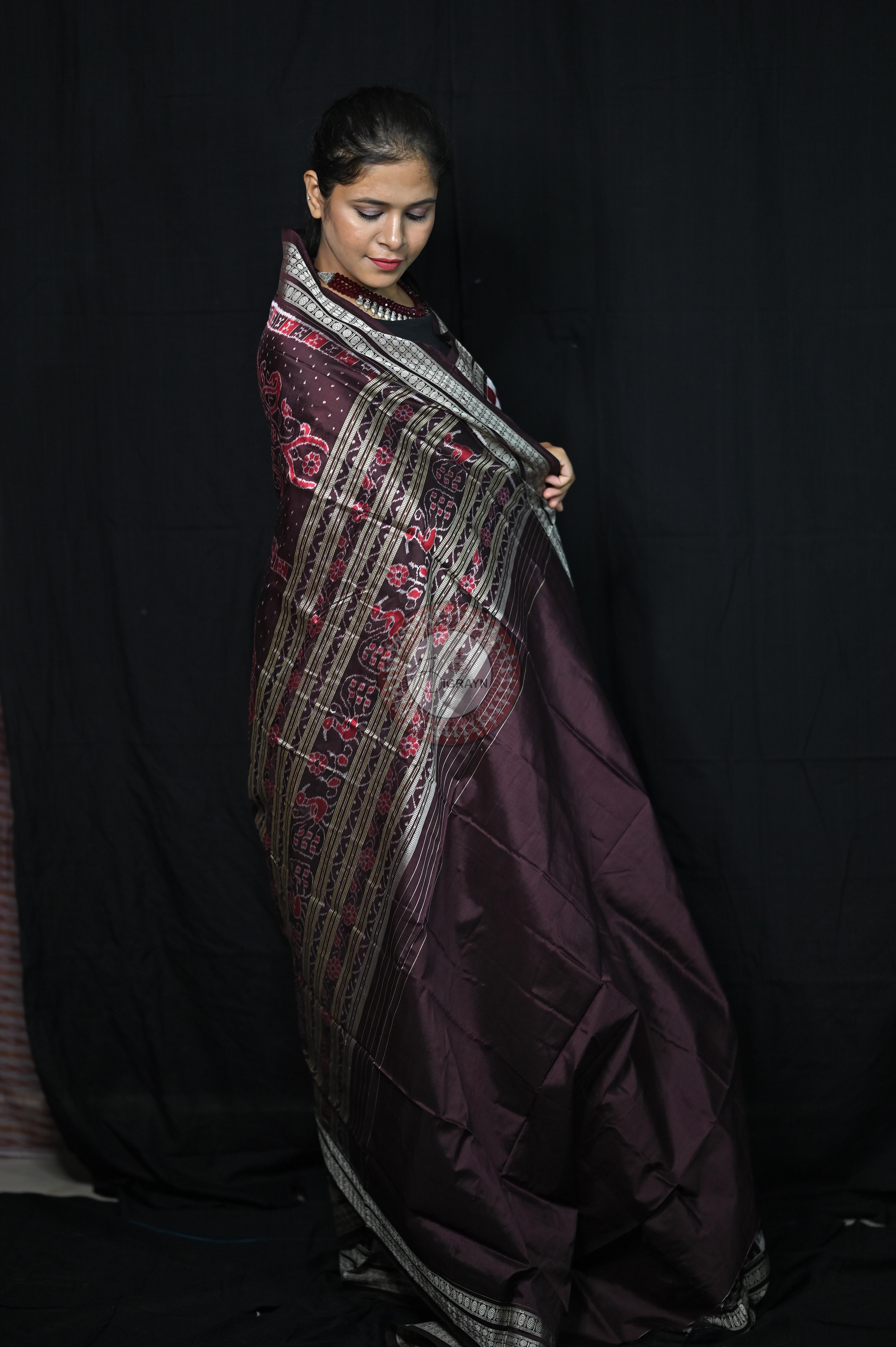 Coffee Utkalaxmi Sambalpuri Silk Saree