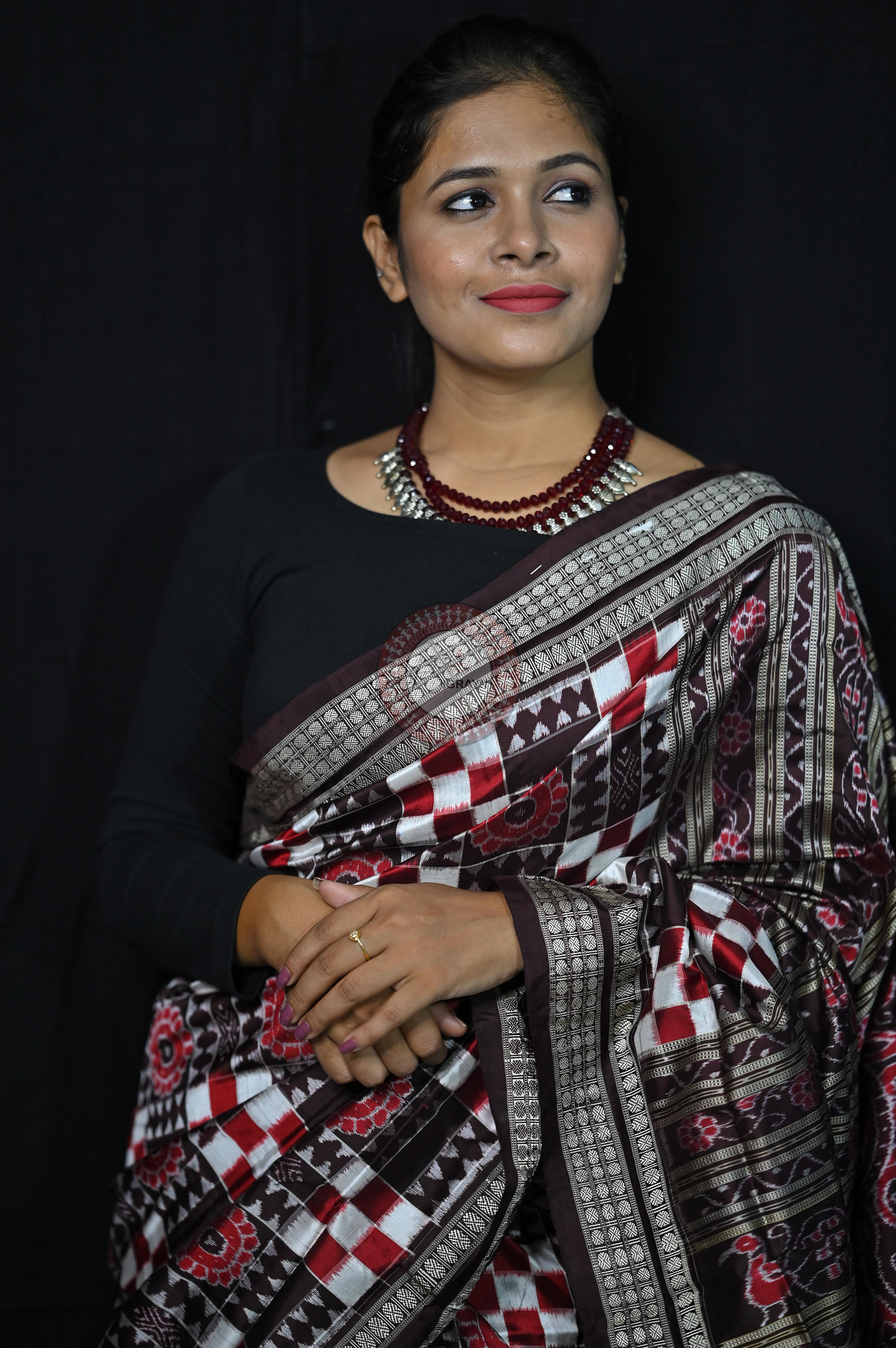 Coffee Utkalaxmi Sambalpuri Silk Saree