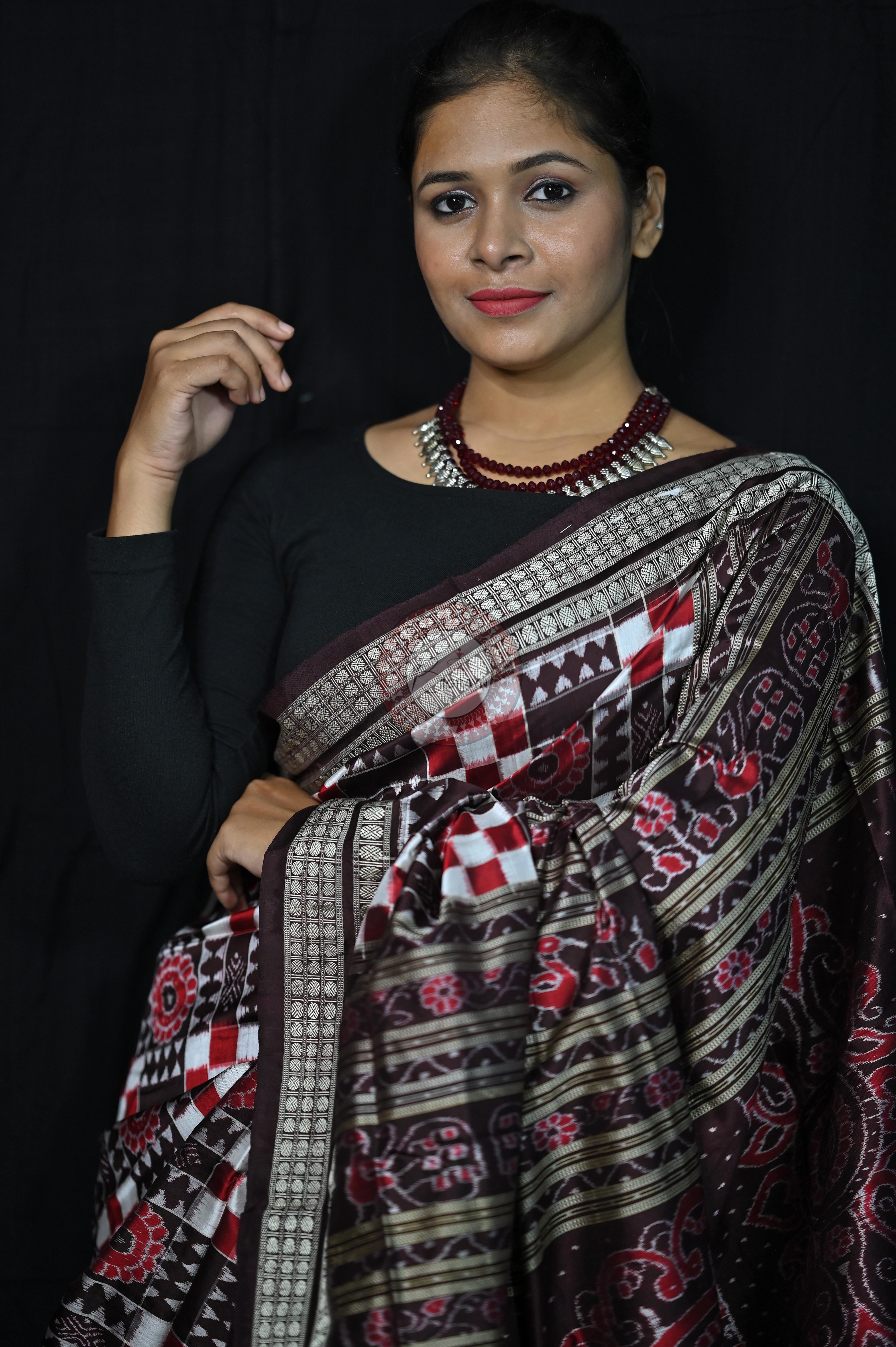 Coffee Utkalaxmi Sambalpuri Silk Saree