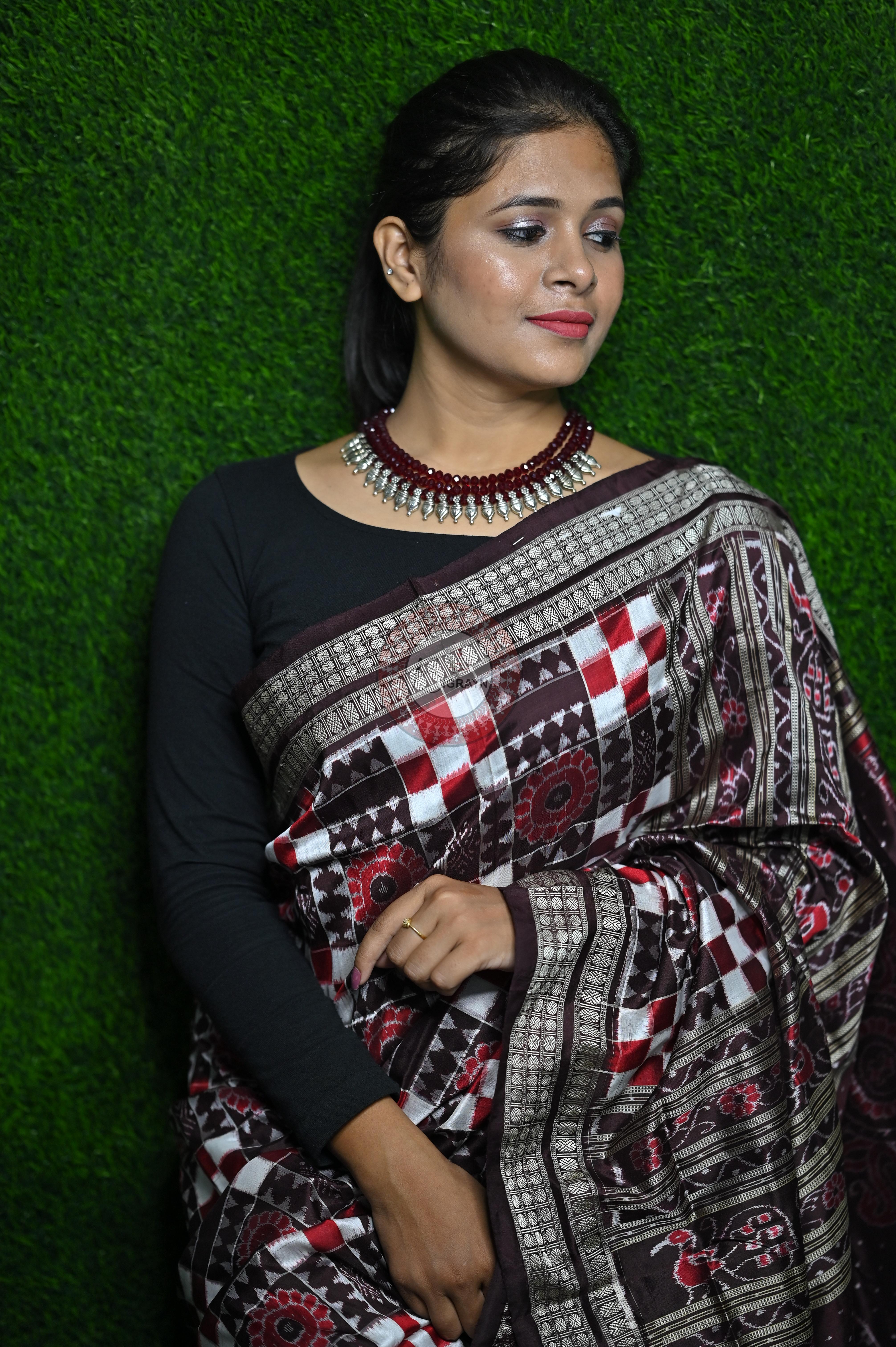 Coffee Utkalaxmi Sambalpuri Silk Saree