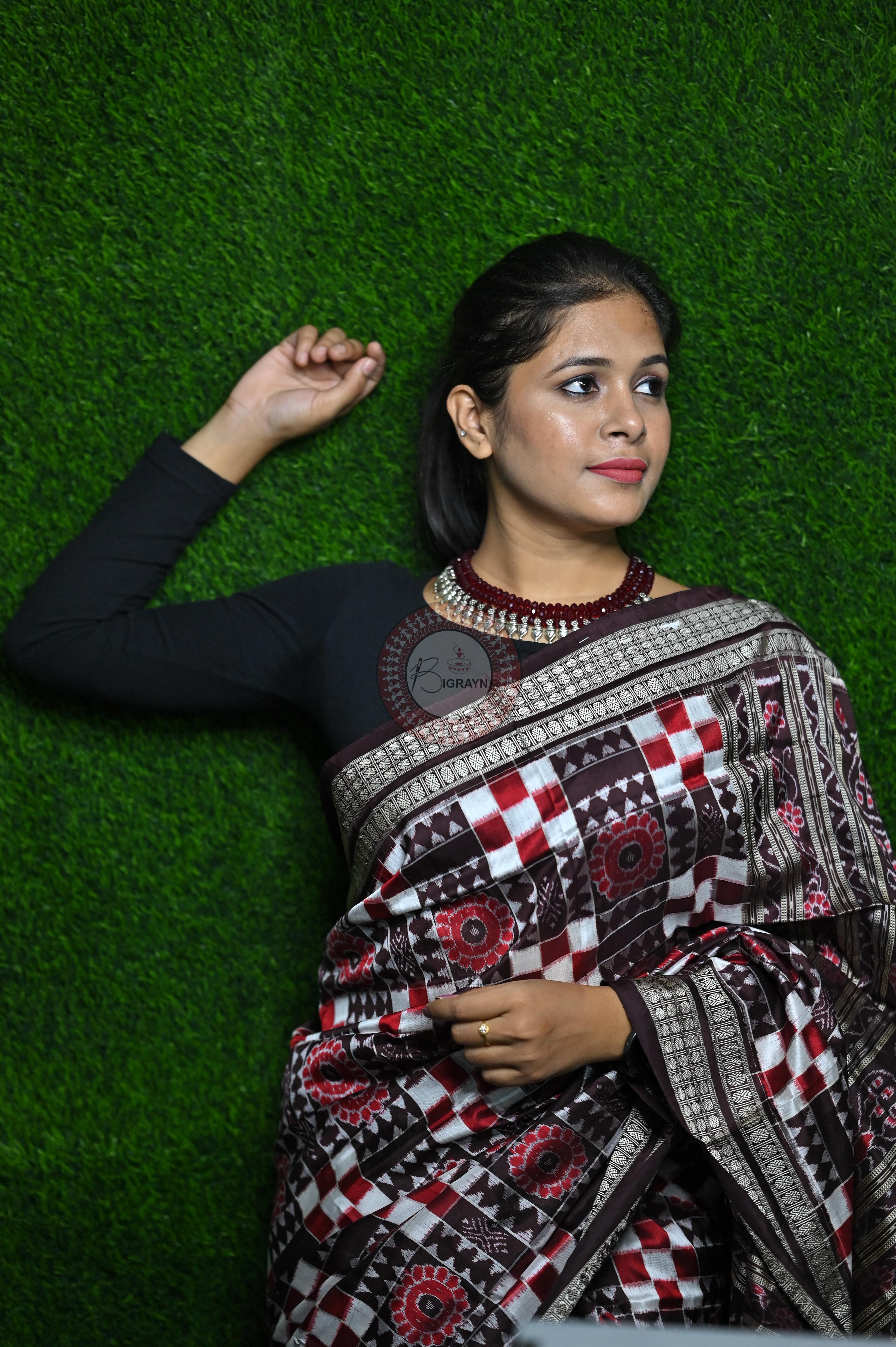 Coffee Utkalaxmi Sambalpuri Silk Saree
