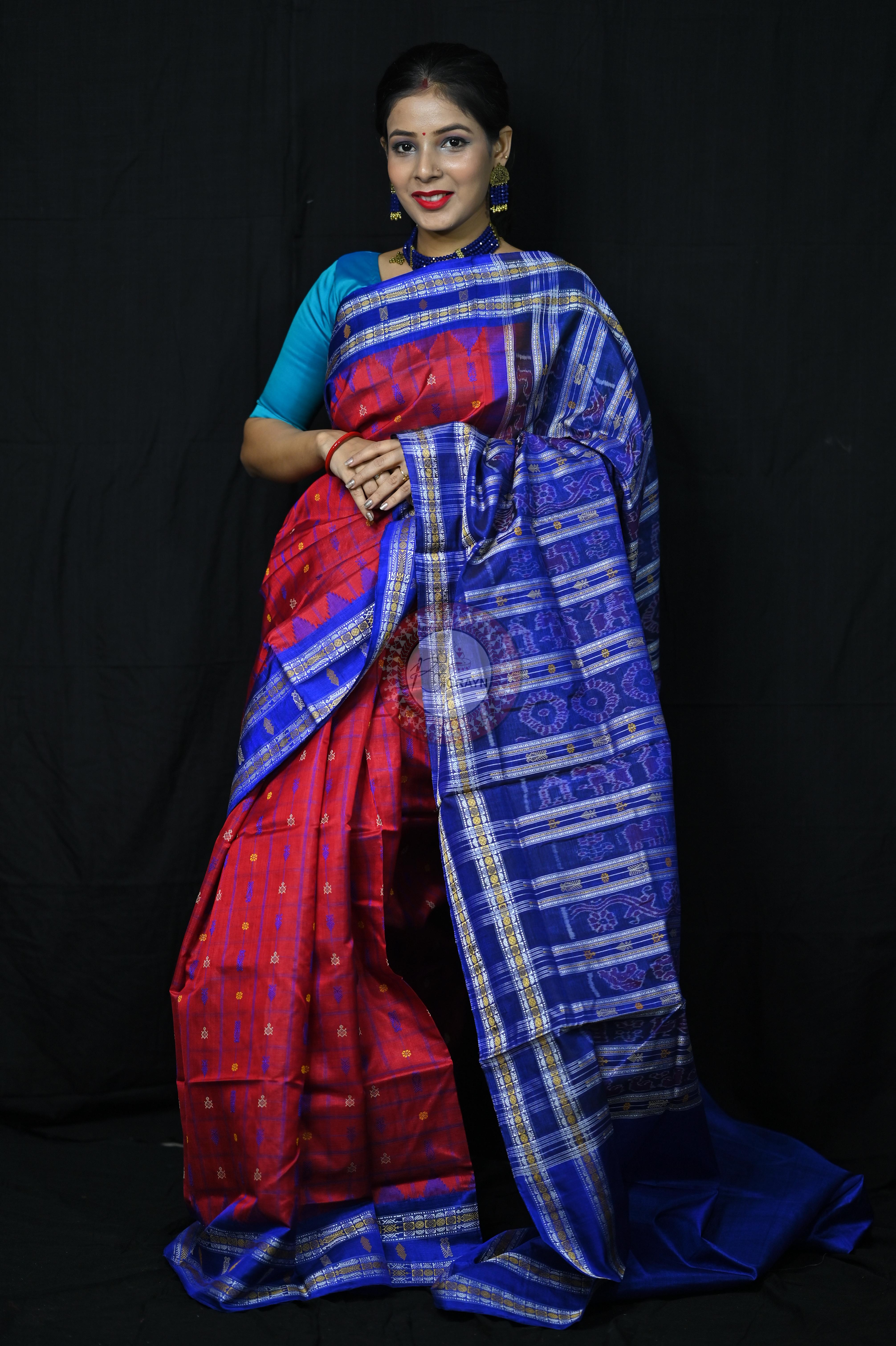 "Odisha Handloom Hazarbuti Bomkai Silk Saree with thousand buti motifs, intricate pallu design, and rich traditional craftsmanship"