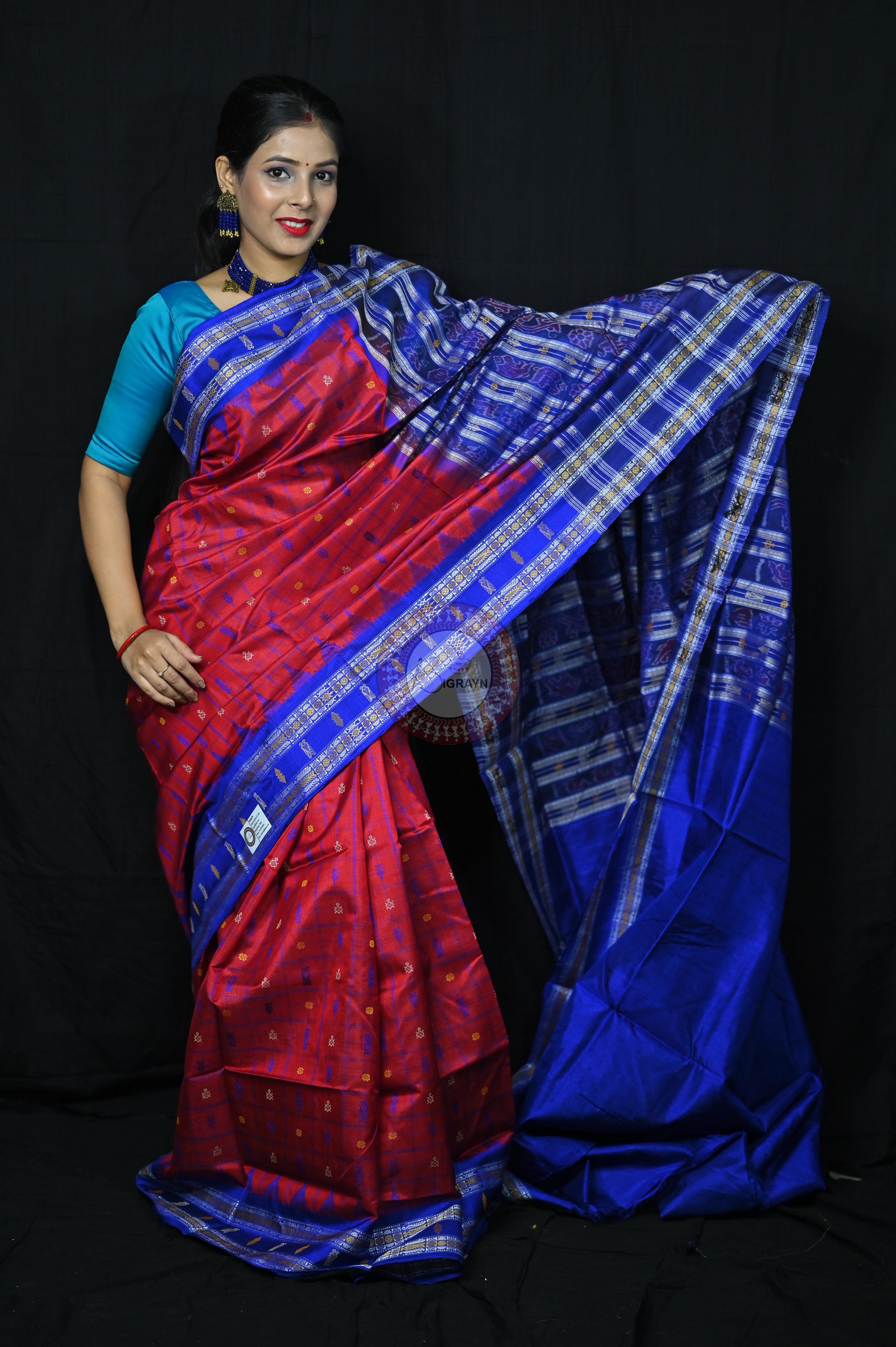 "Odisha Handloom Hazarbuti Bomkai Silk Saree with thousand buti motifs, intricate pallu design, and rich traditional craftsmanship"