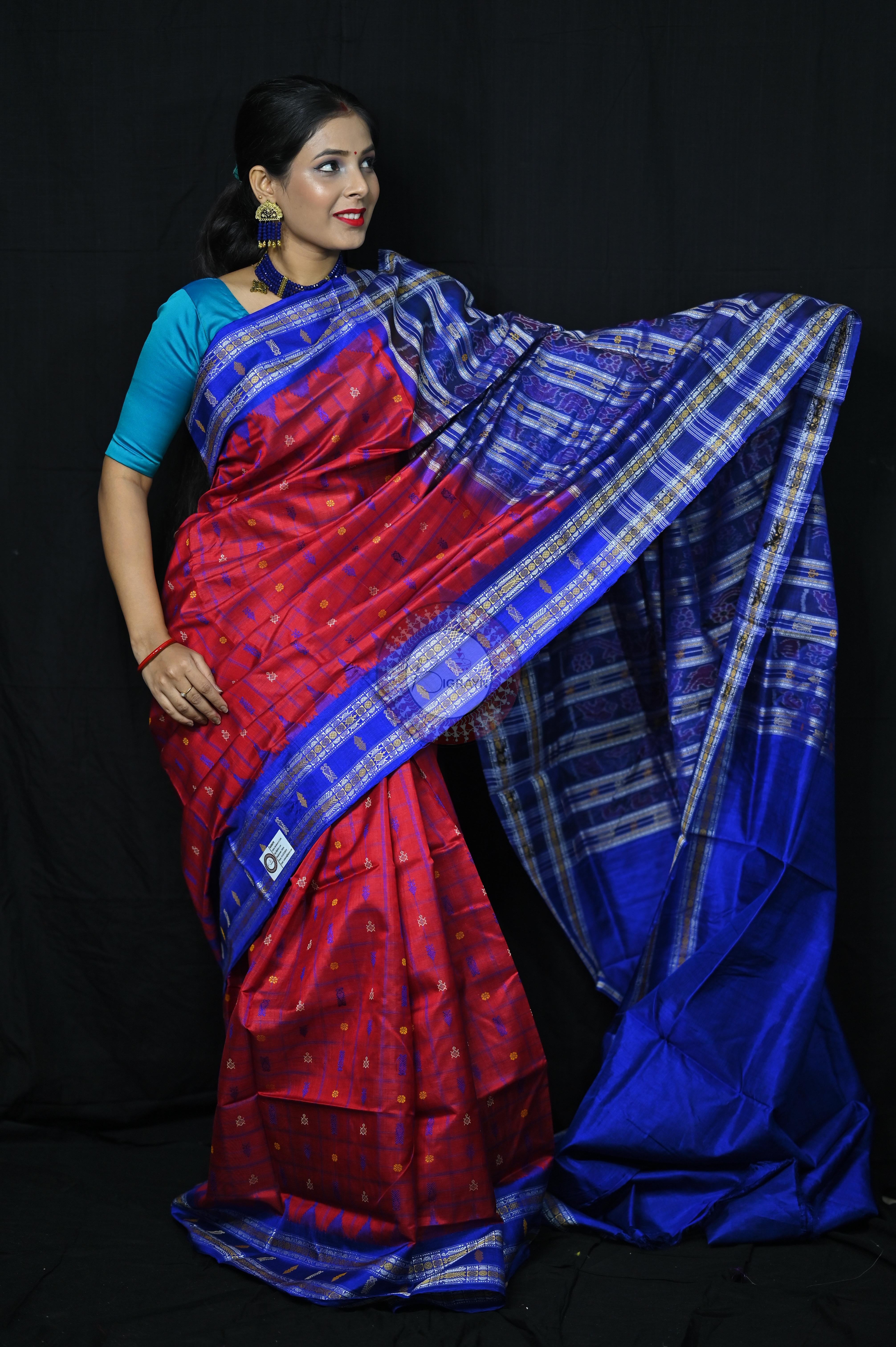 "Odisha Handloom Hazarbuti Bomkai Silk Saree with thousand buti motifs, intricate pallu design, and rich traditional craftsmanship"