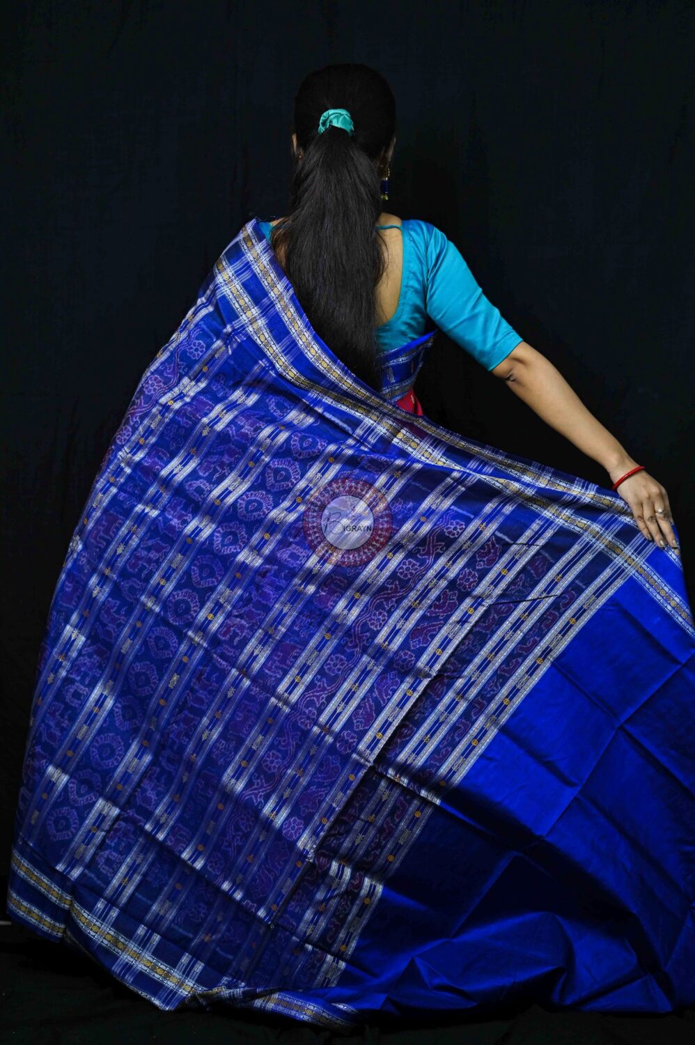 Red Blue Tussar Hazarbootie Saree