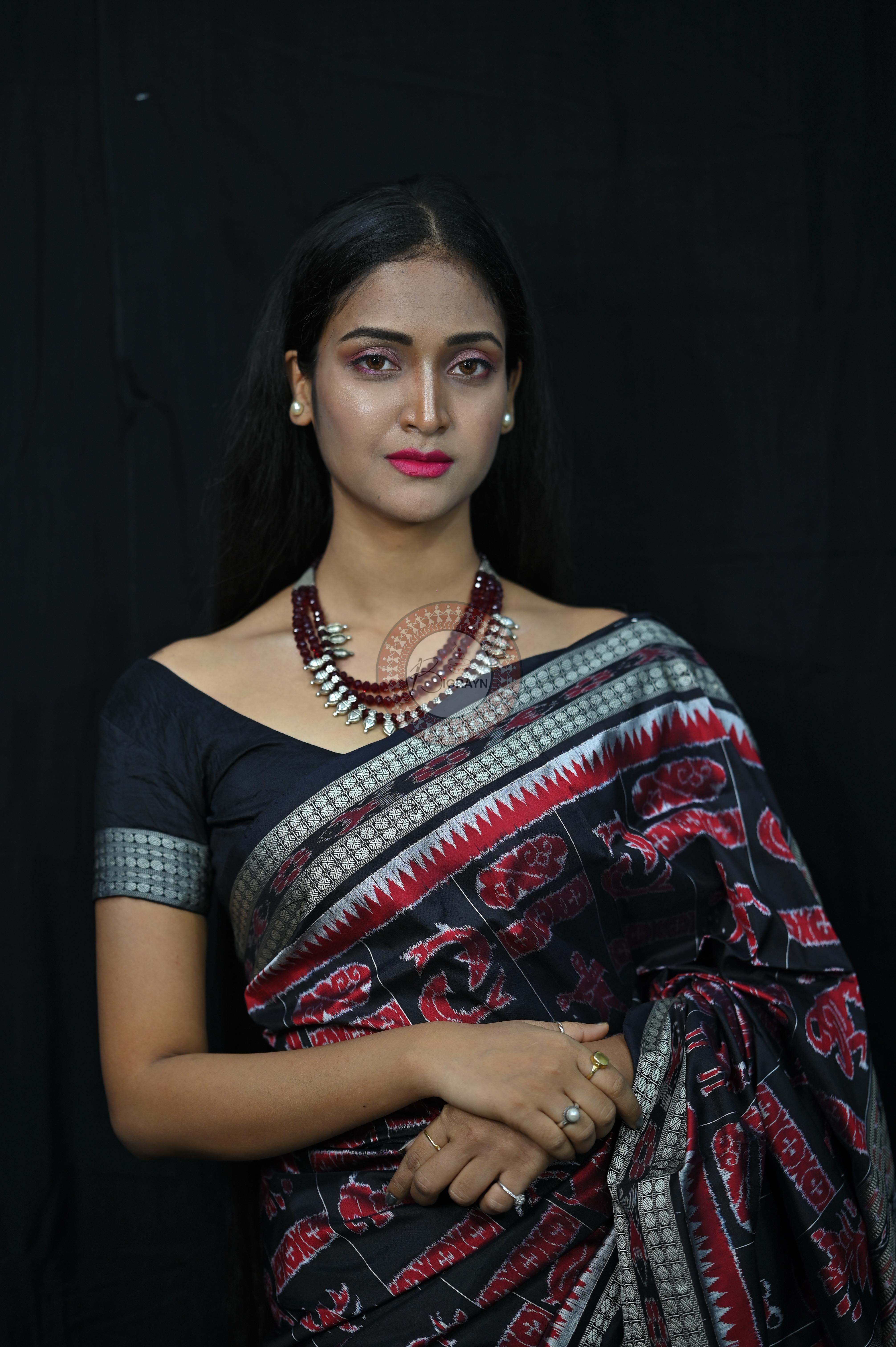 Black Zodiac Sign Special Sambalpuri Silk