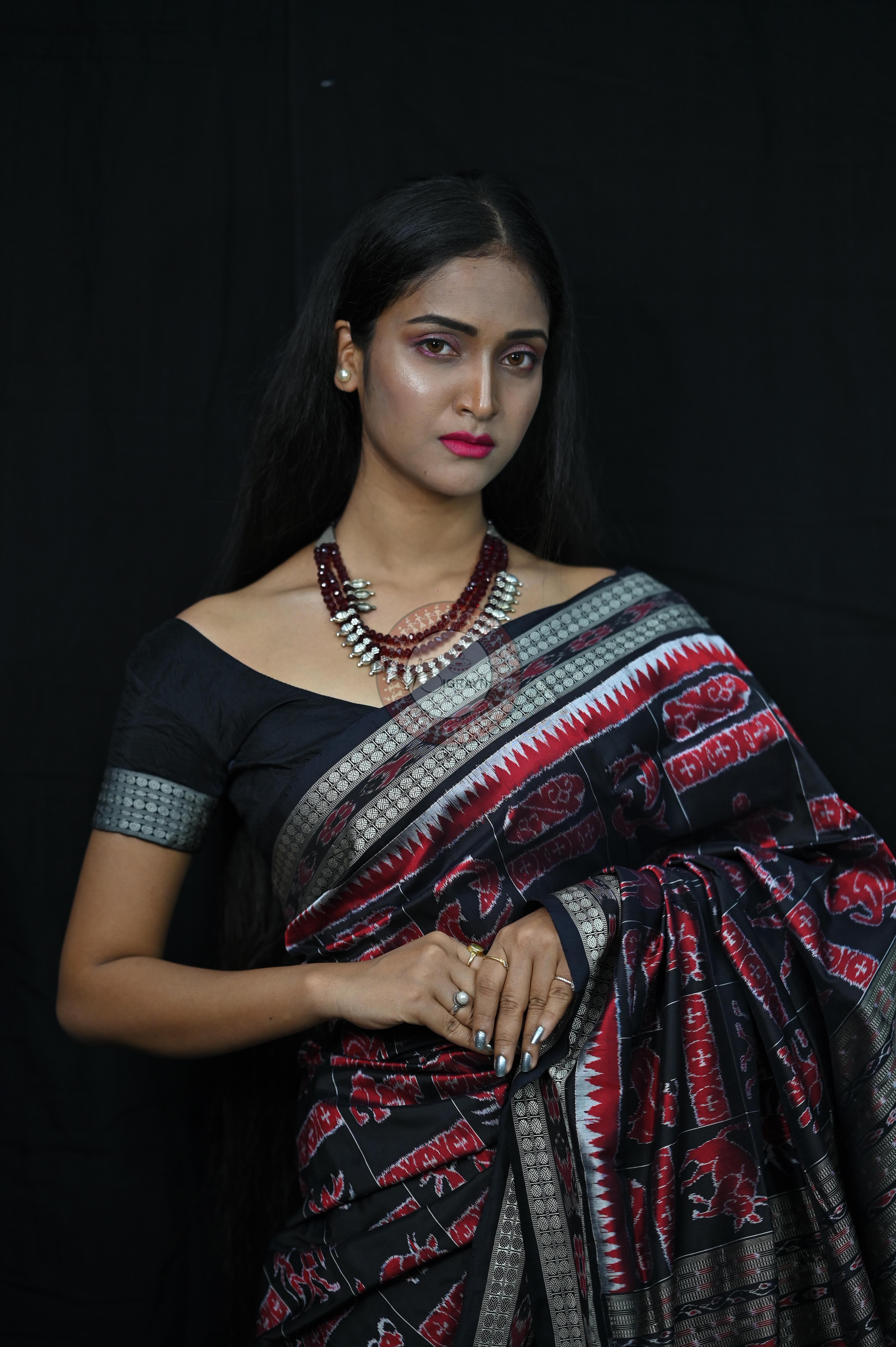 Black Zodiac Sign Special Sambalpuri Silk
