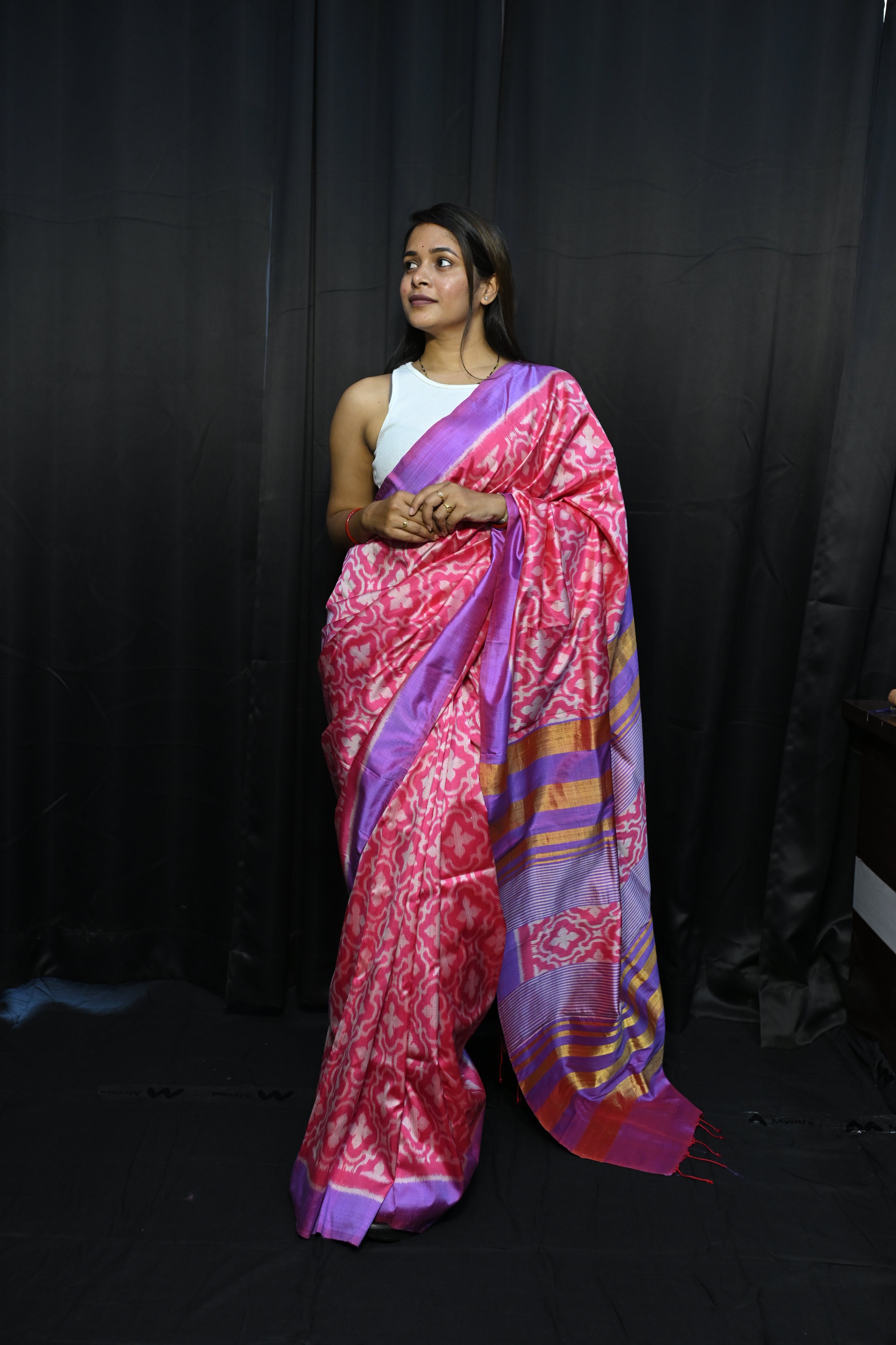 Pink Madhumalati Mulberry Silk Saree