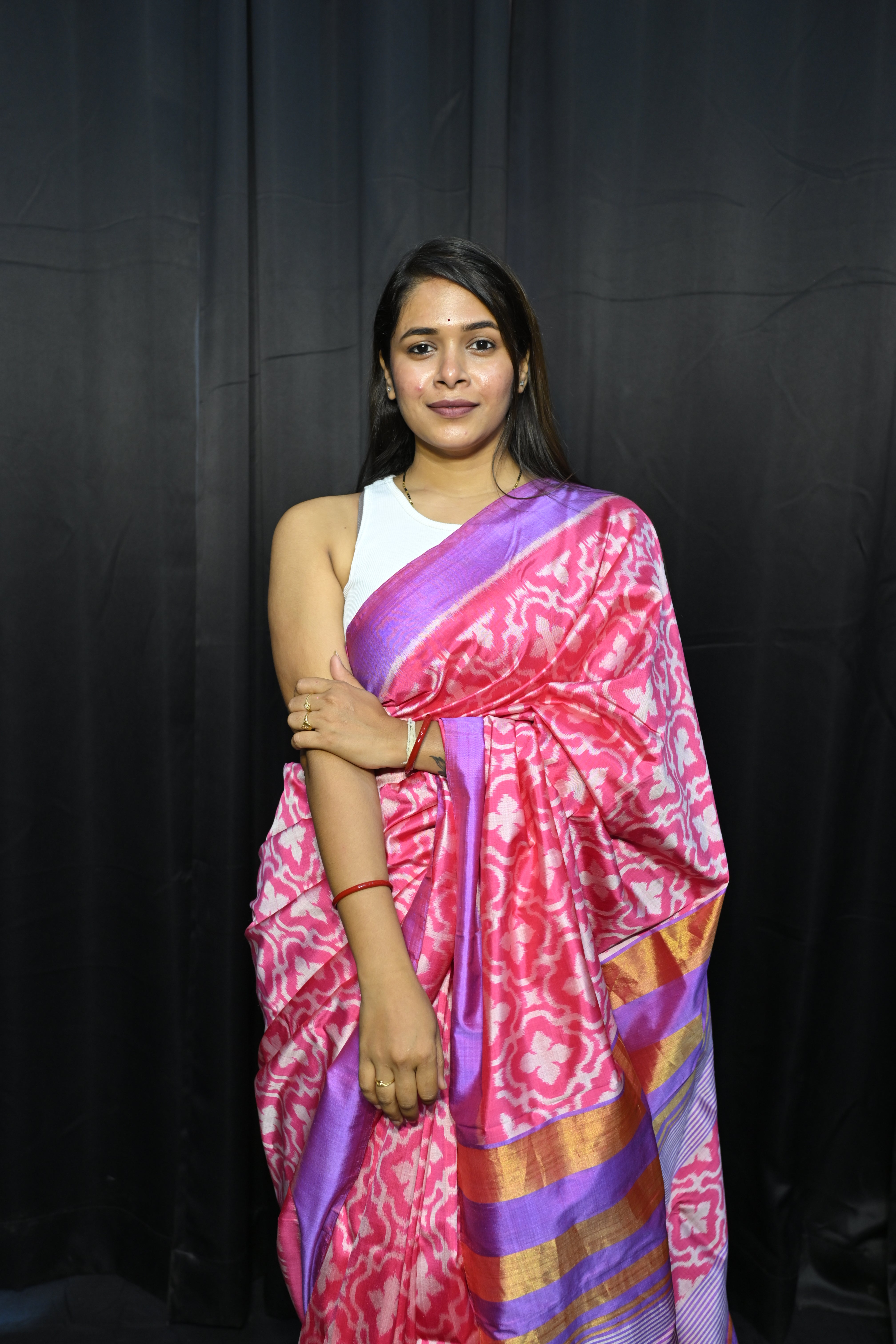Pink Madhumalati Mulberry Silk Saree