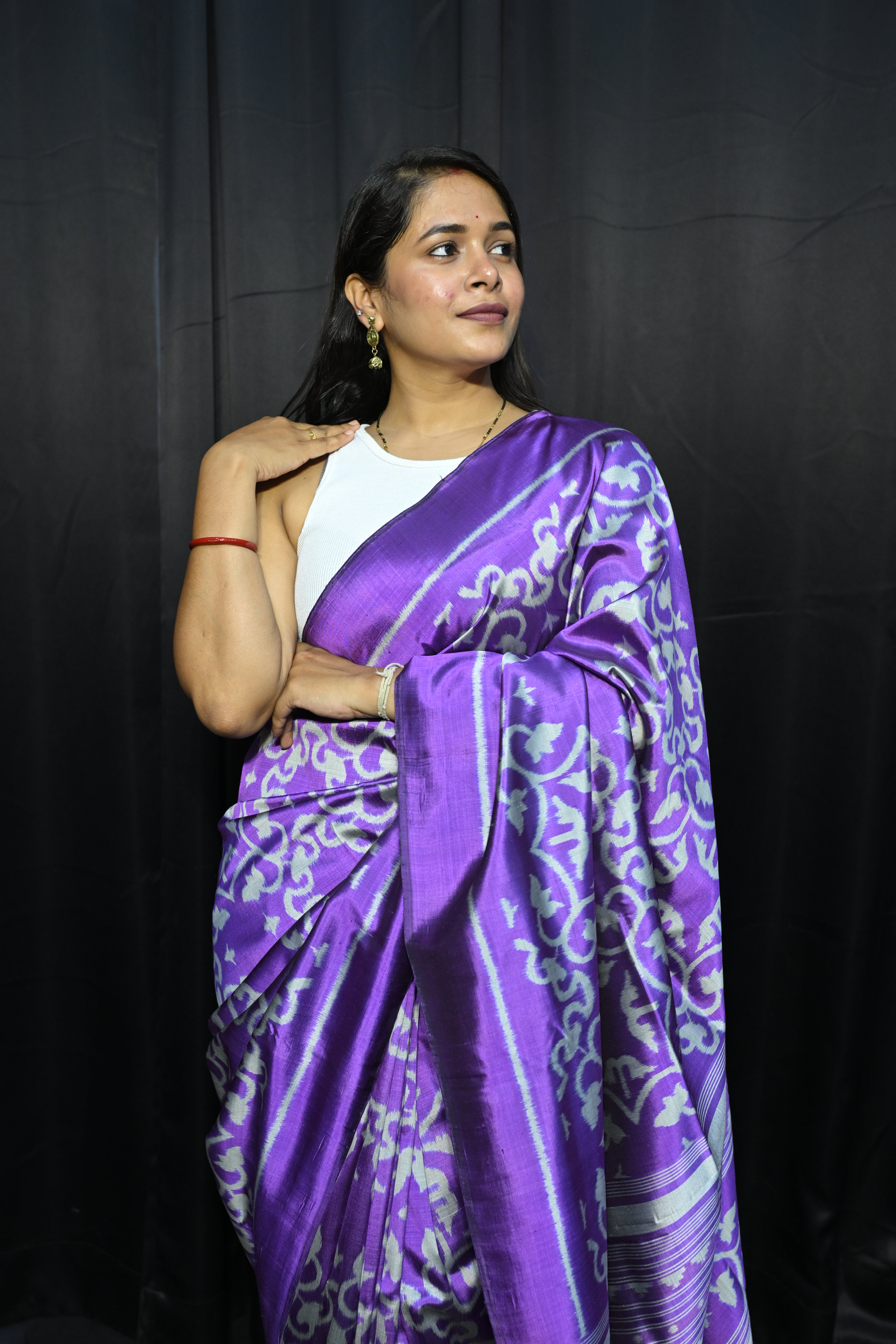 Lavender Madhumalati Mulberry Silk Saree