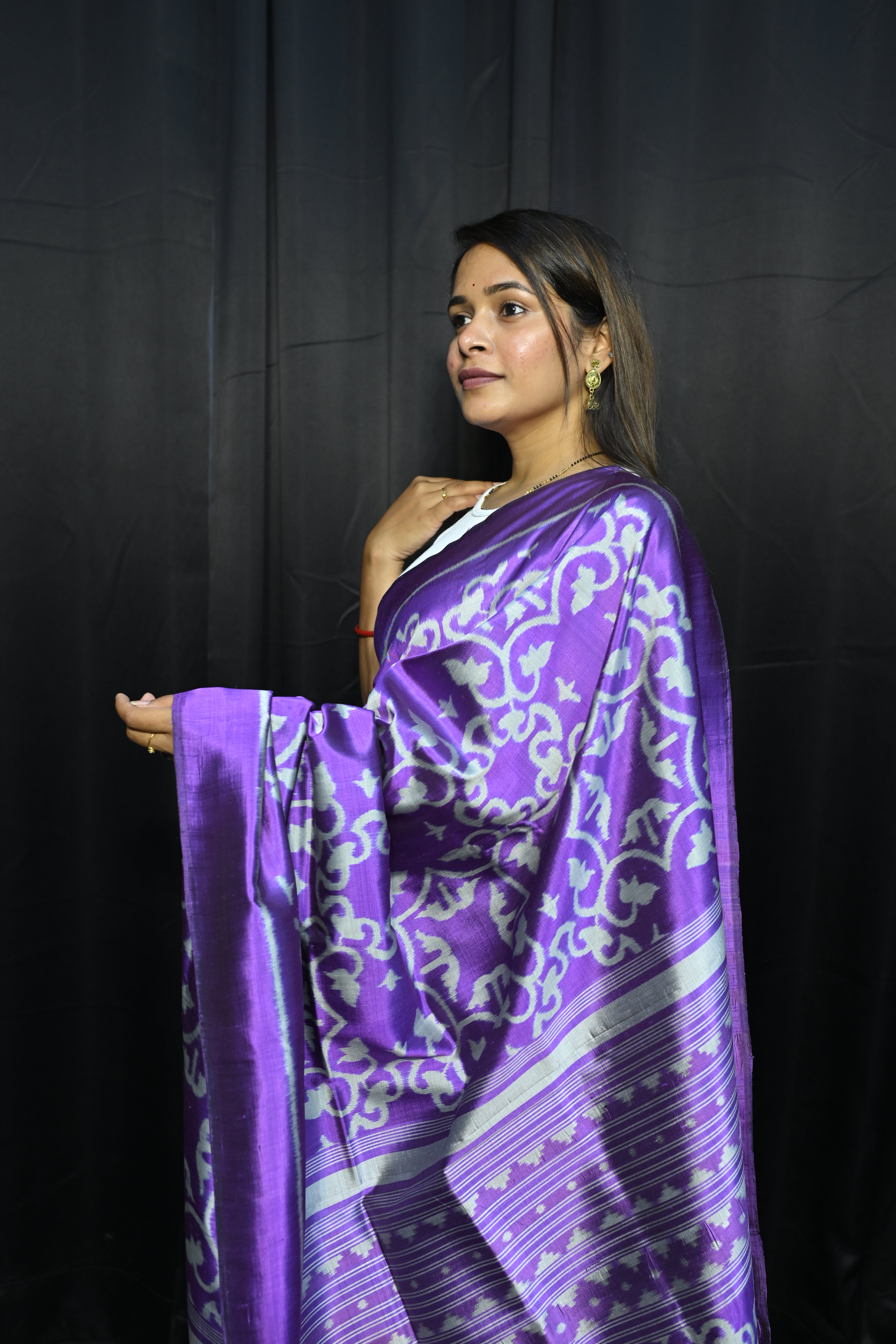 Lavender Madhumalati Mulberry Silk Saree