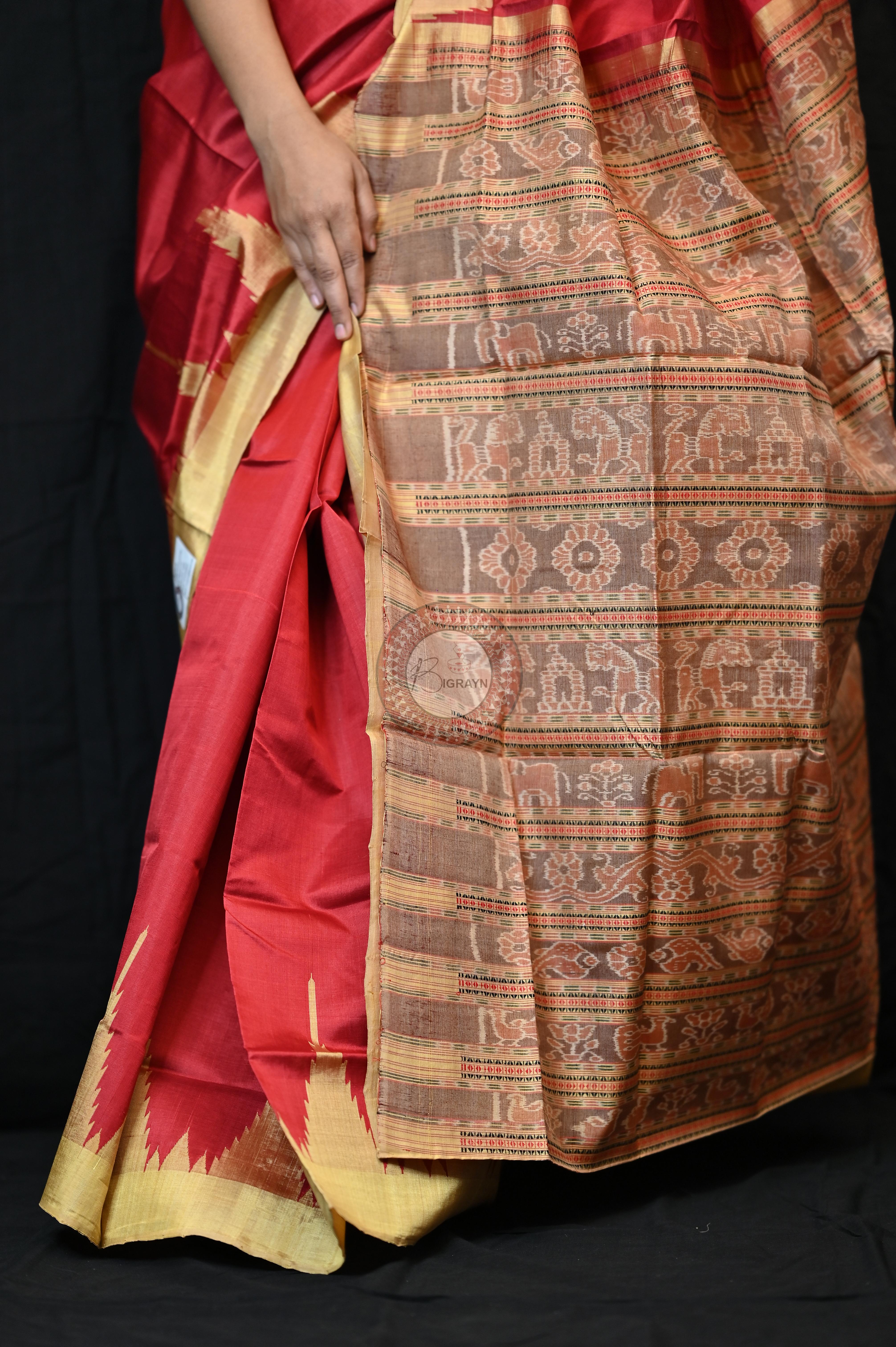 Maroon Golden Phoda Kumbha Tussar Silk Saree