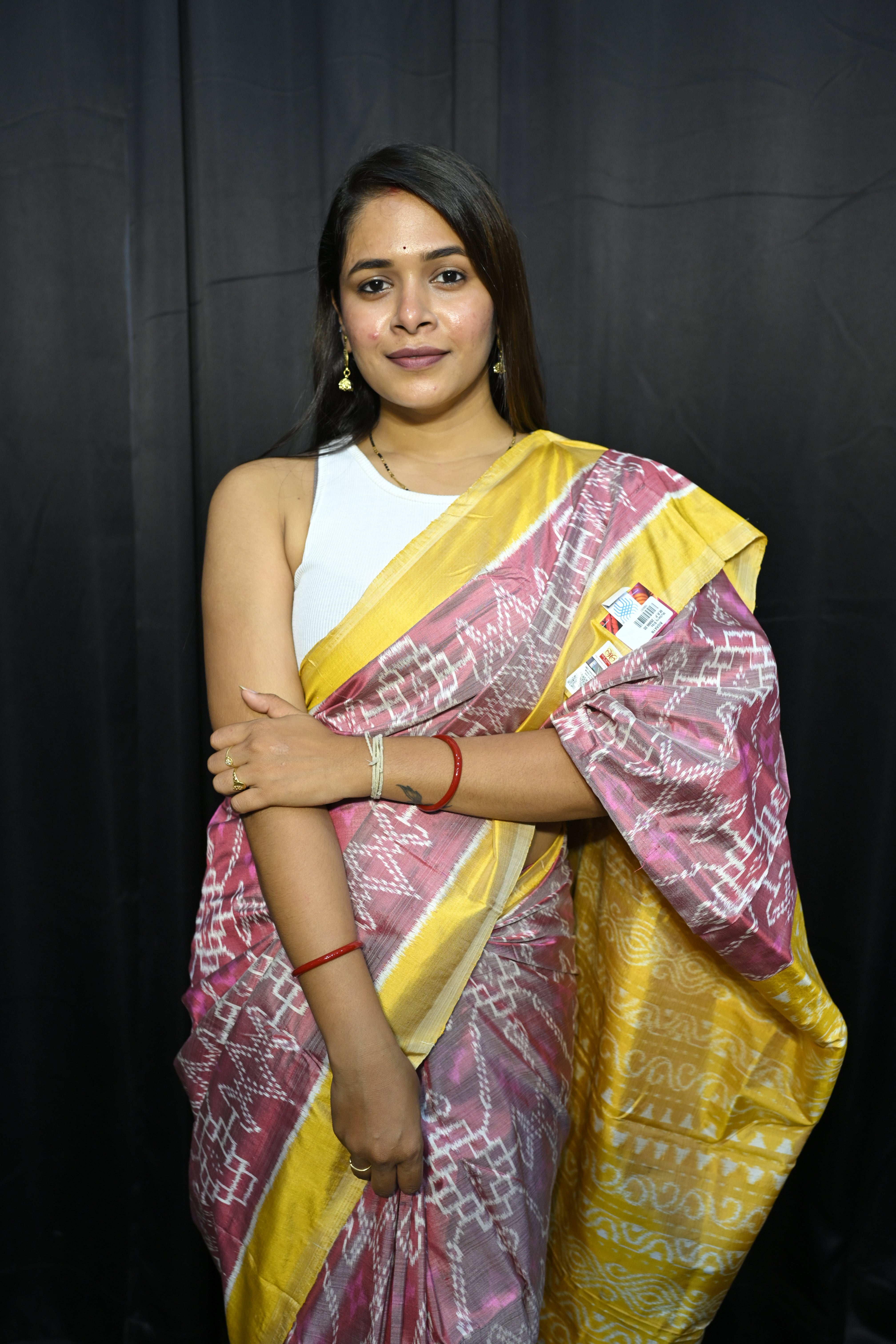 Pink Telia Rumal Design Mulberry Silk Saree