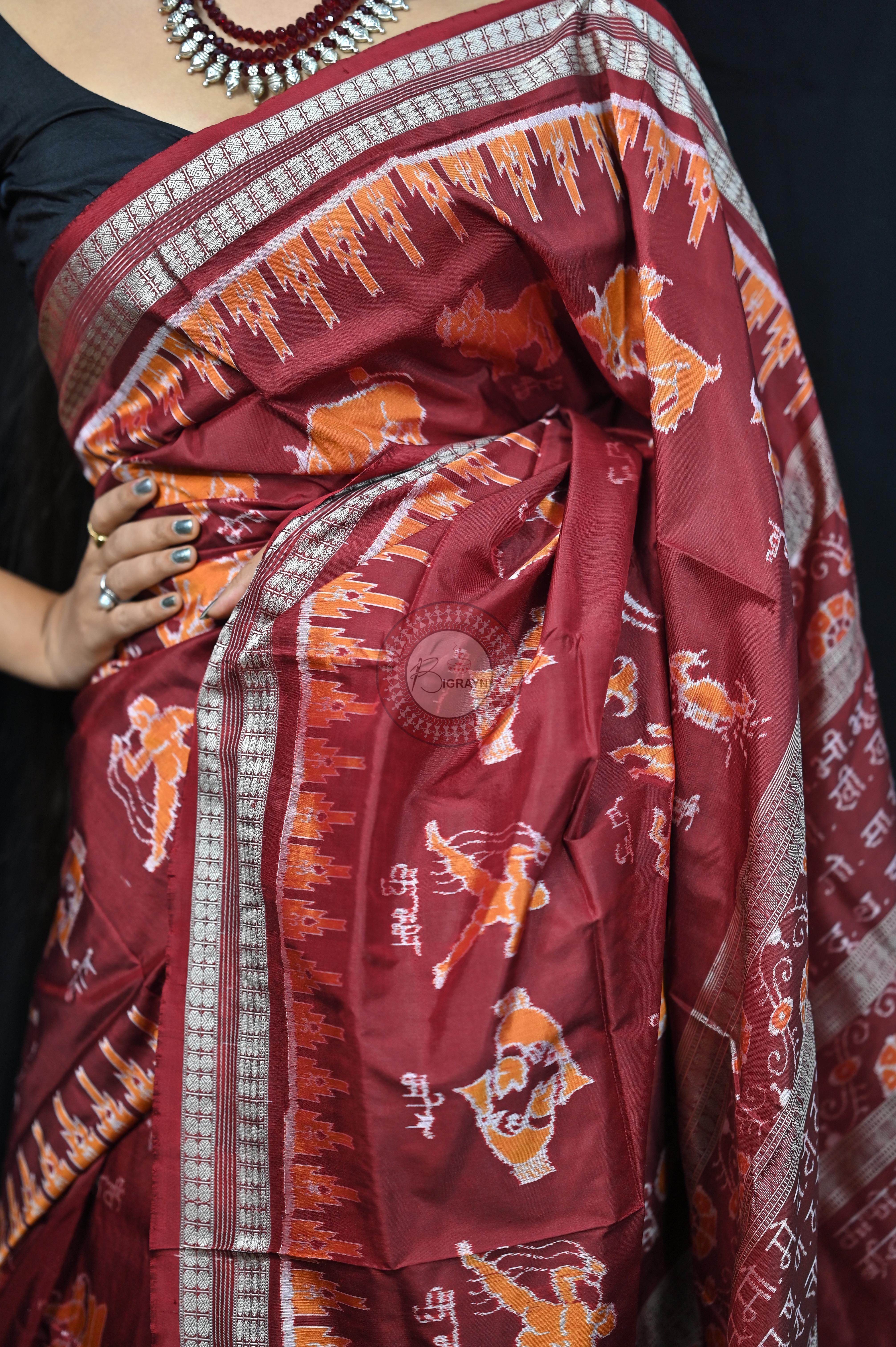 Exclusive Zodiac sign Sambalpuri Silk Saree