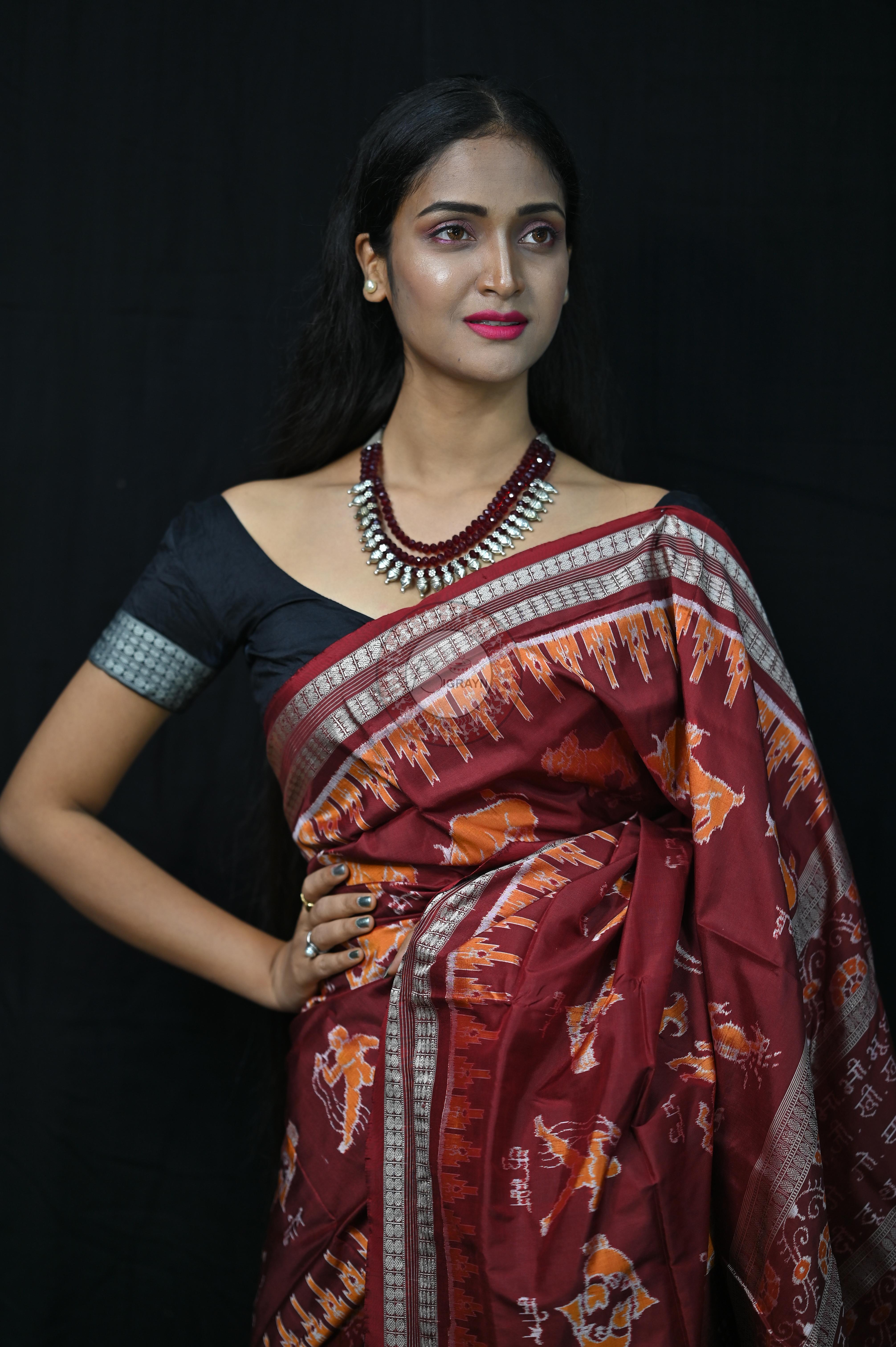 Exclusive Zodiac sign Sambalpuri Silk Saree