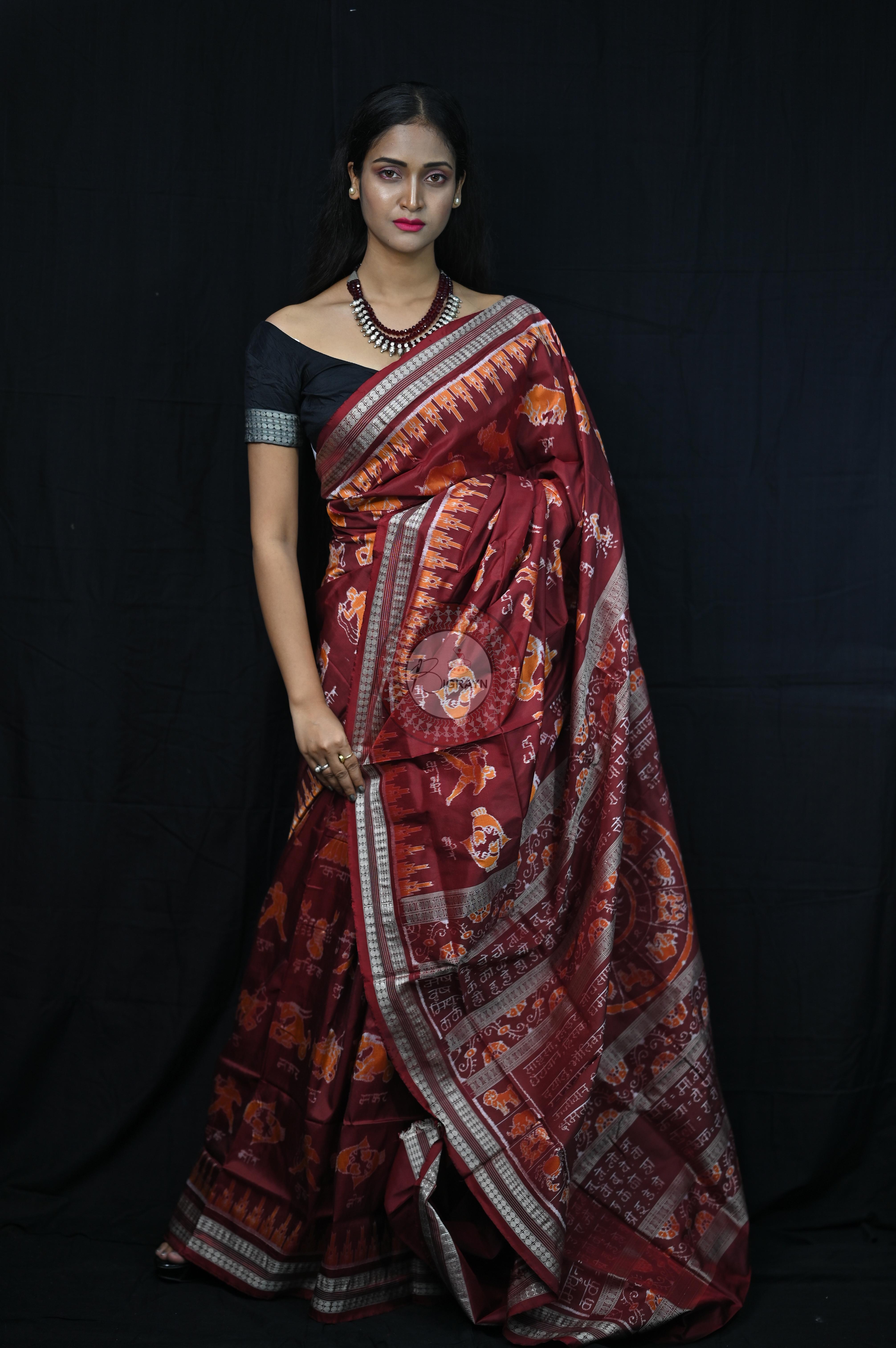 Exclusive Zodiac sign Sambalpuri Silk Saree