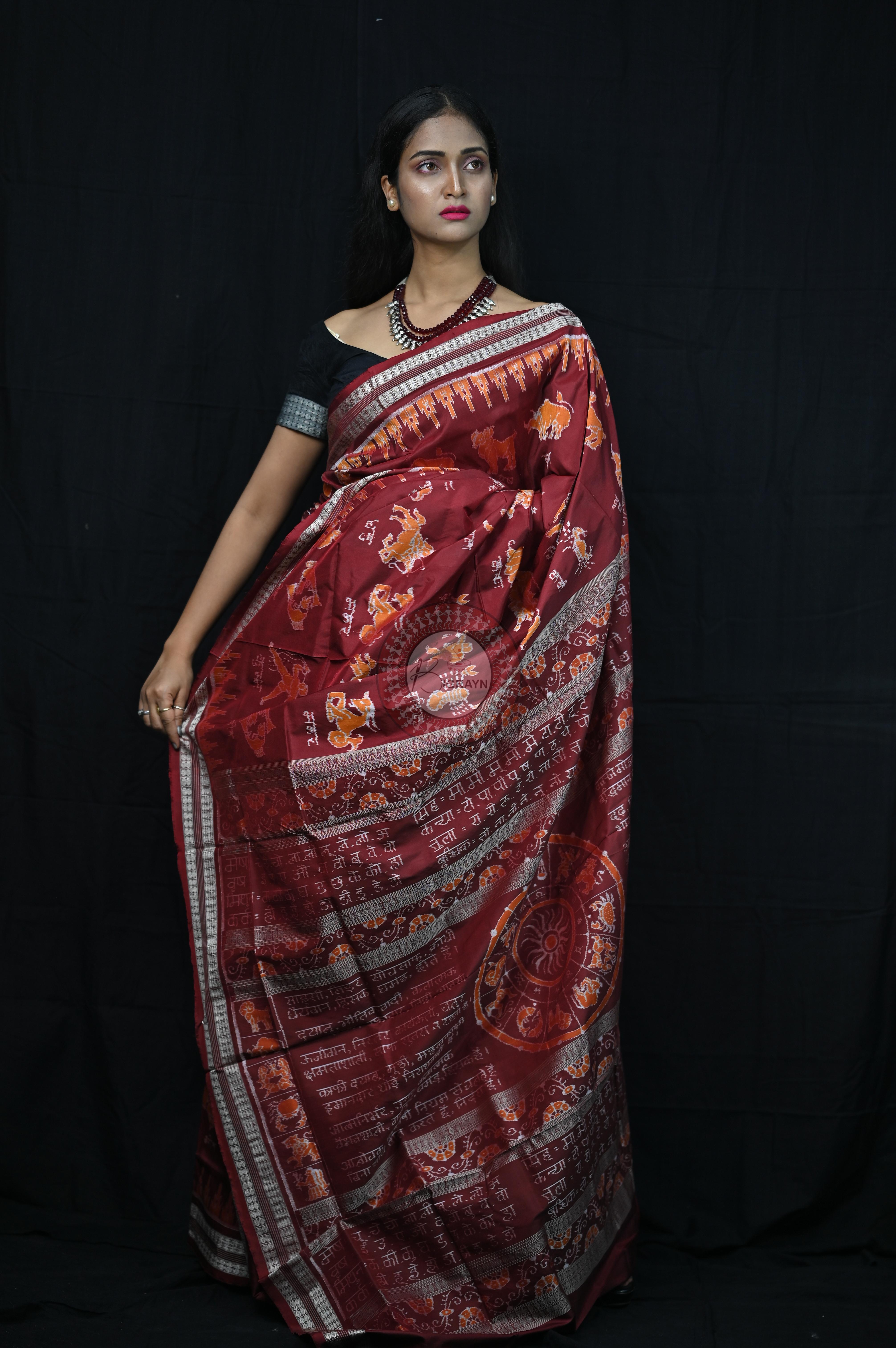 Exclusive Zodiac sign Sambalpuri Silk Saree