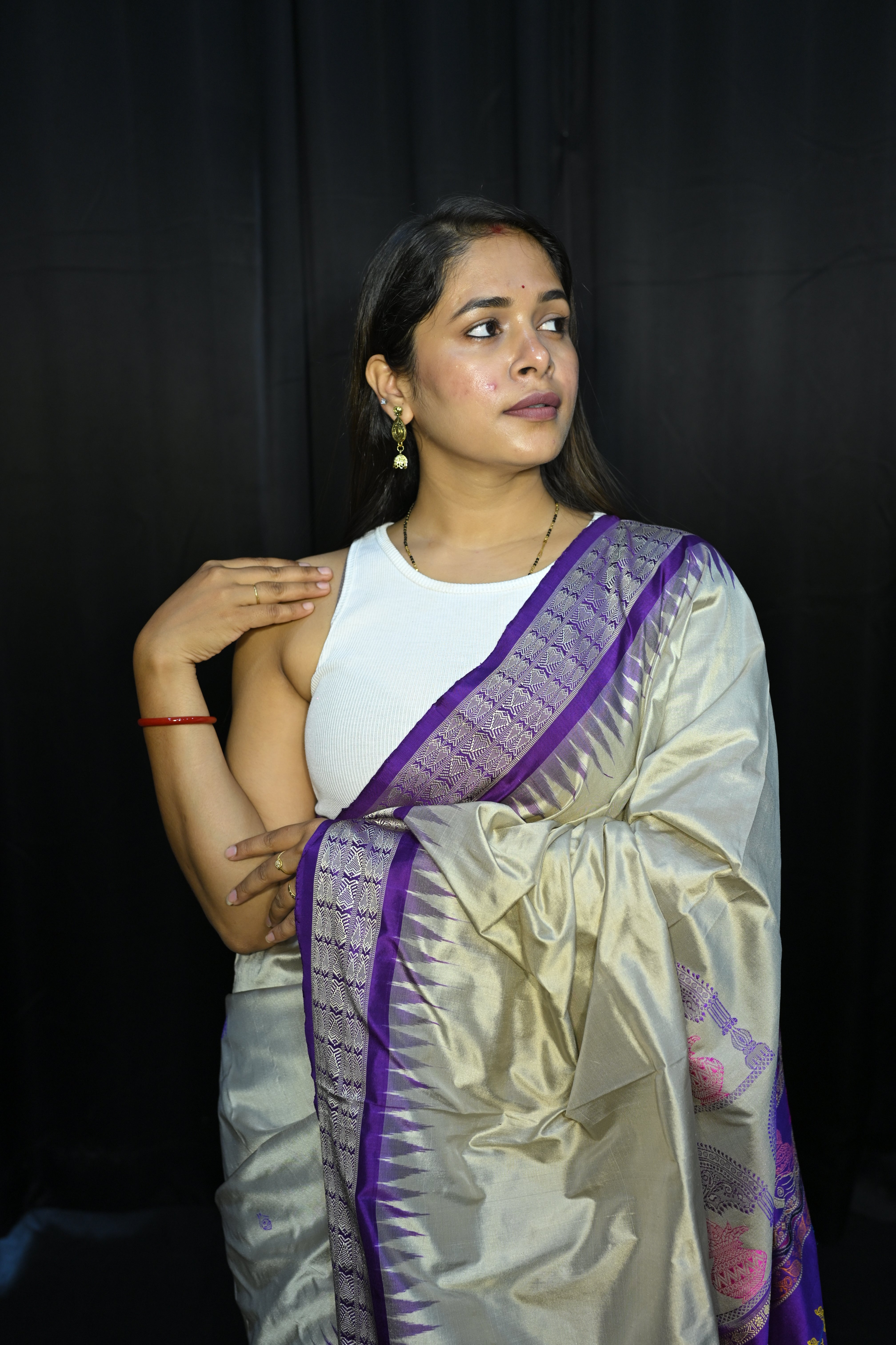 Grey Purple Parinita(Marriage ) Exclusive Sambalpuri Silk Saree