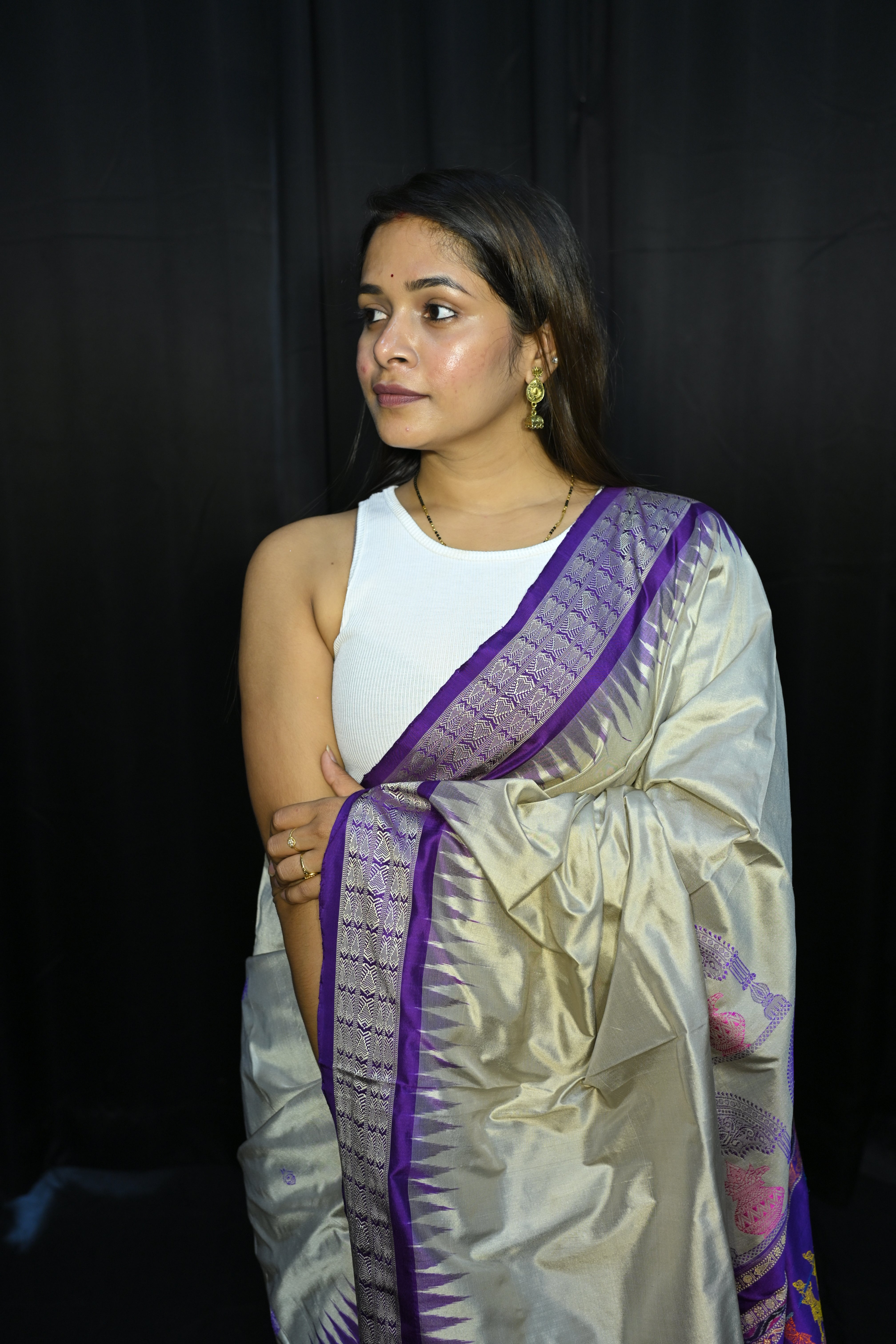 Grey Purple Parinita(Marriage ) Exclusive Sambalpuri Silk Saree