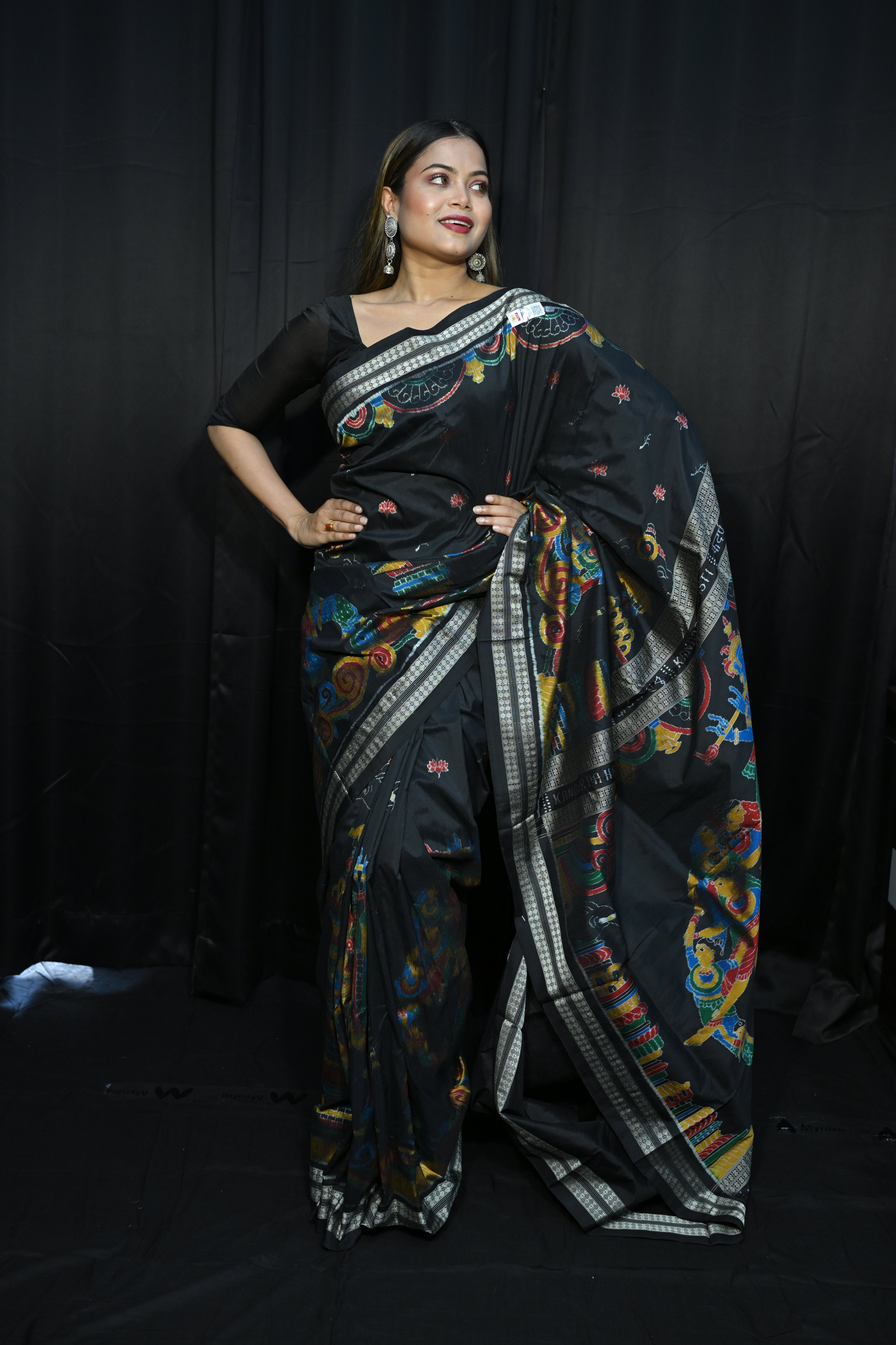 Black Seven Kandarp Hasti Design Sambalpuri Silk Saree
