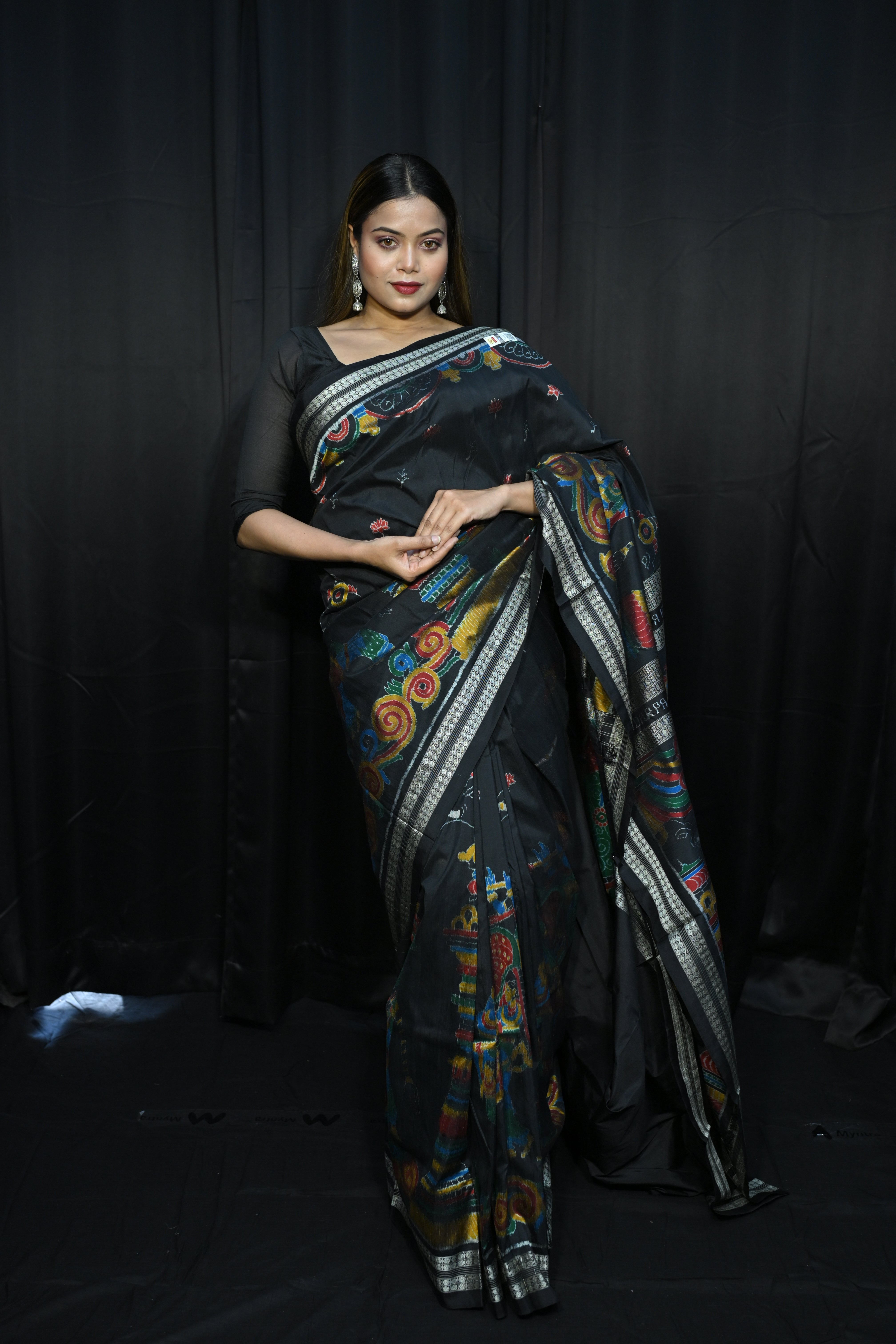Black Seven Kandarp Hasti Design Sambalpuri Silk Saree