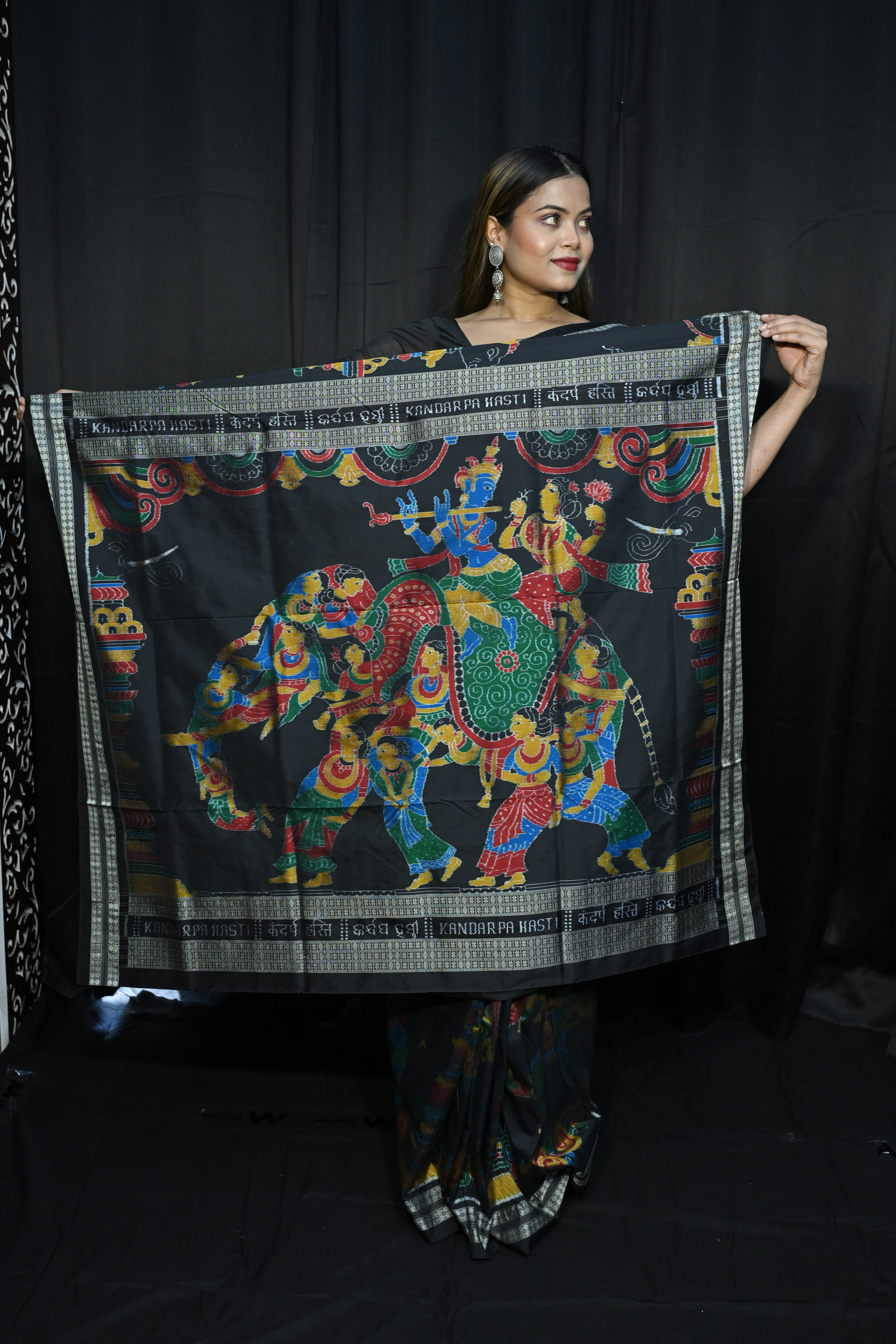 Black Seven Kandarp Hasti Design Sambalpuri Silk Saree