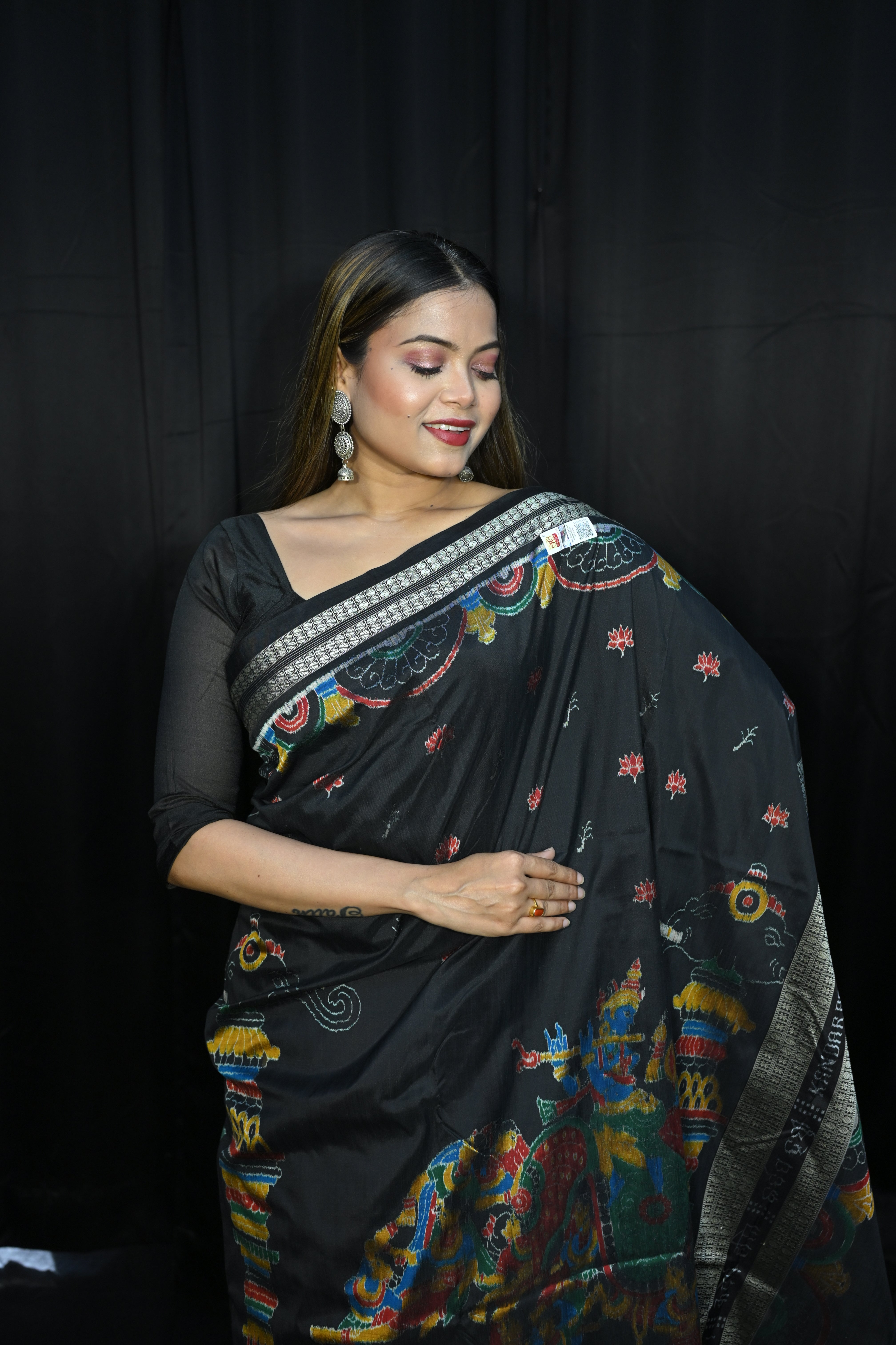 Black Seven Kandarp Hasti Design Sambalpuri Silk Saree