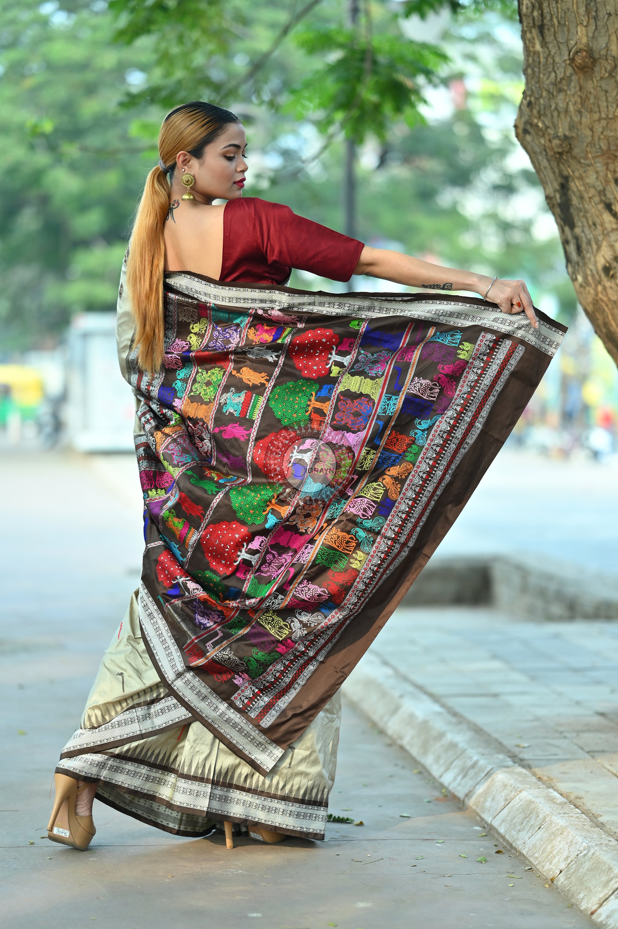 Grey Rasleela Exclusive Sambalpuri Silk Saree