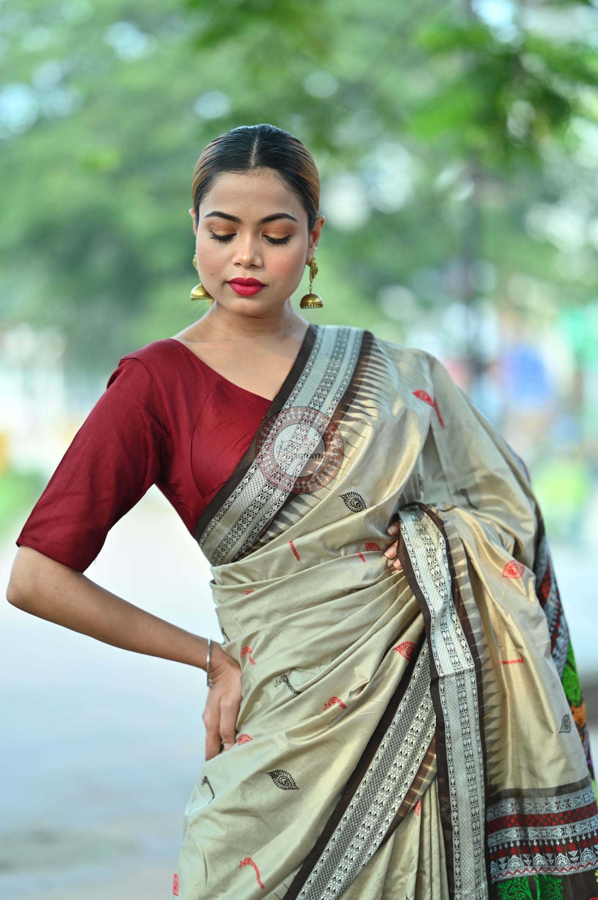 Grey Rasleela Exclusive Sambalpuri Silk Saree